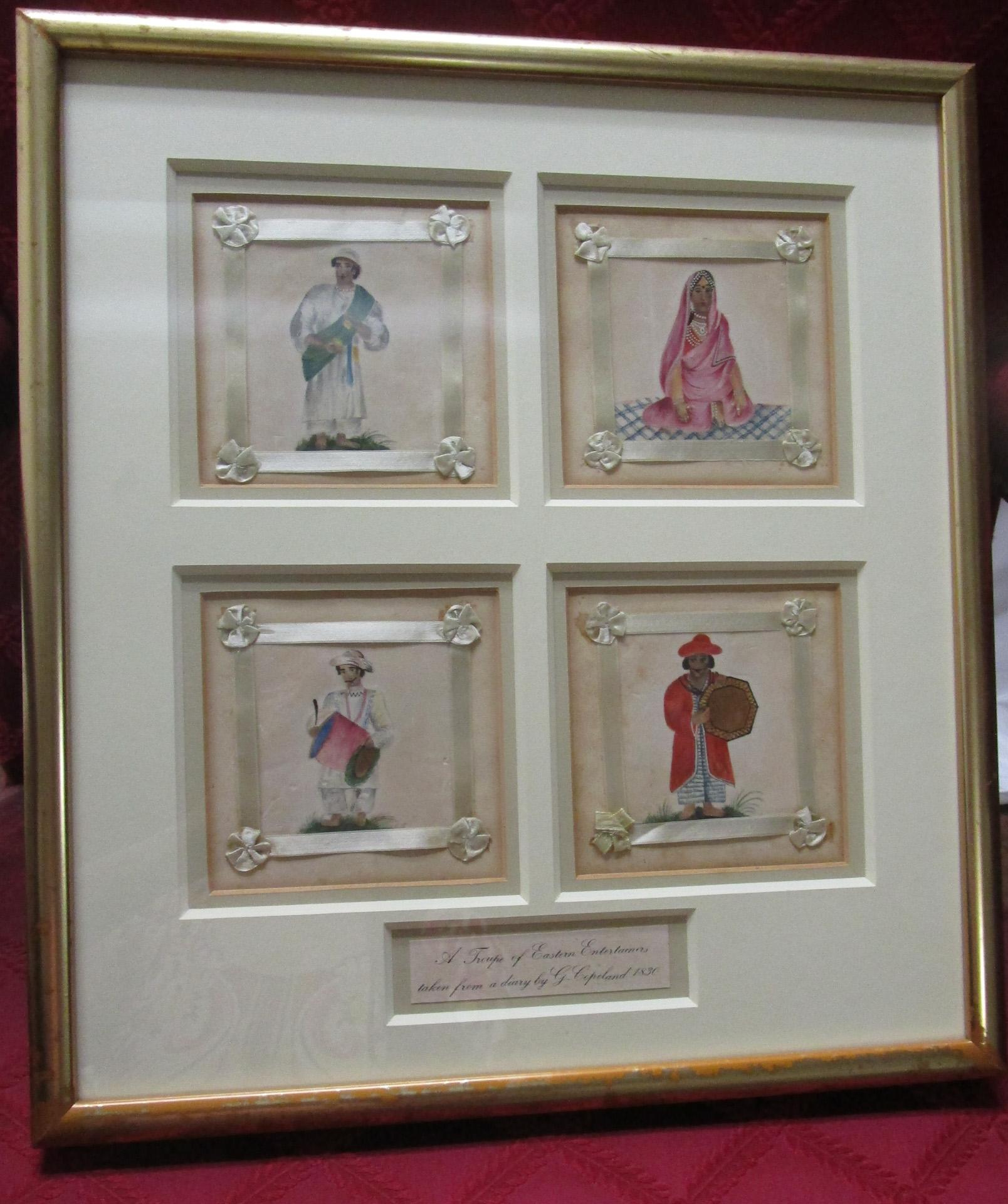 1830 Watercolor and Gouache Painted Vignettes of Eastern Entertainers  For Sale 3