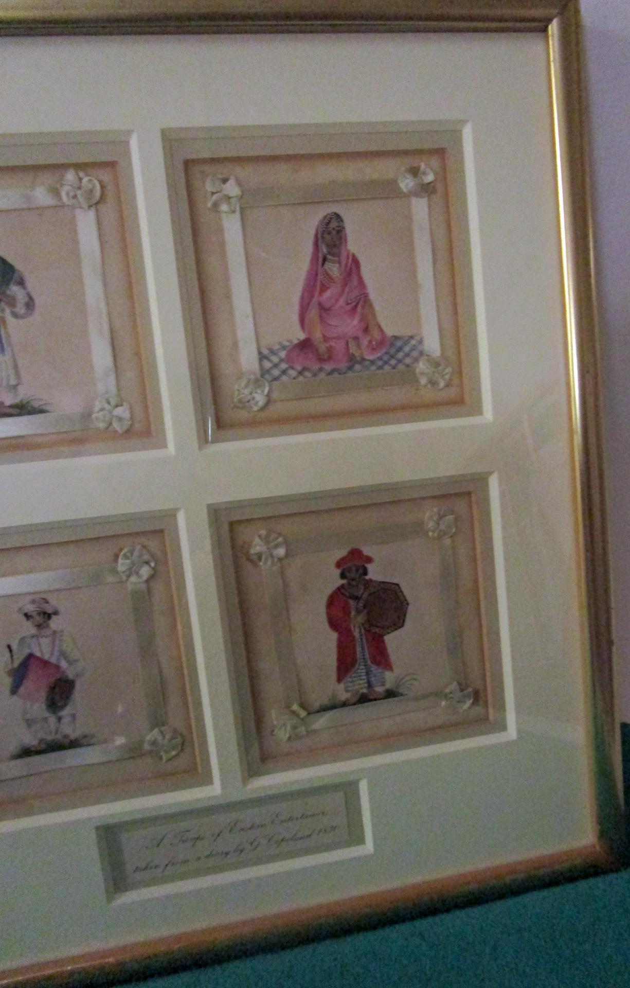 Mid-19th Century 1830 Watercolor and Gouache Painted Vignettes of Eastern Entertainers  For Sale