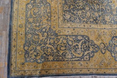 1830s Antique Navy Tribal Geometric Antique Knotted Wool Bakhtiari Rug