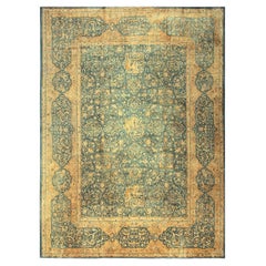 1830s Antique Navy Tribal Geometric Antique Knotted Wool Bakhtiari Rug