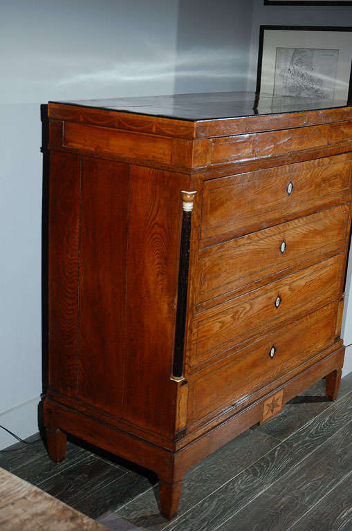 1830s Danish Five-Drawer Inlaid Commode In Good Condition In Los Angeles, CA