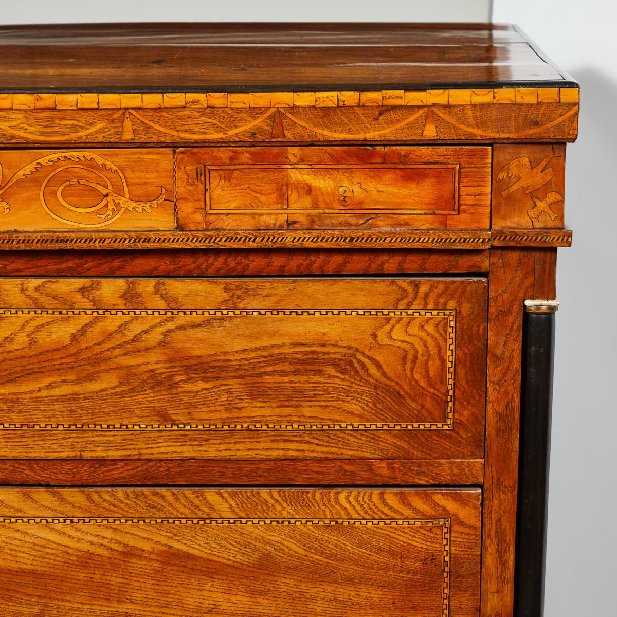 1830s Danish Five-Drawer Inlaid Commode 1