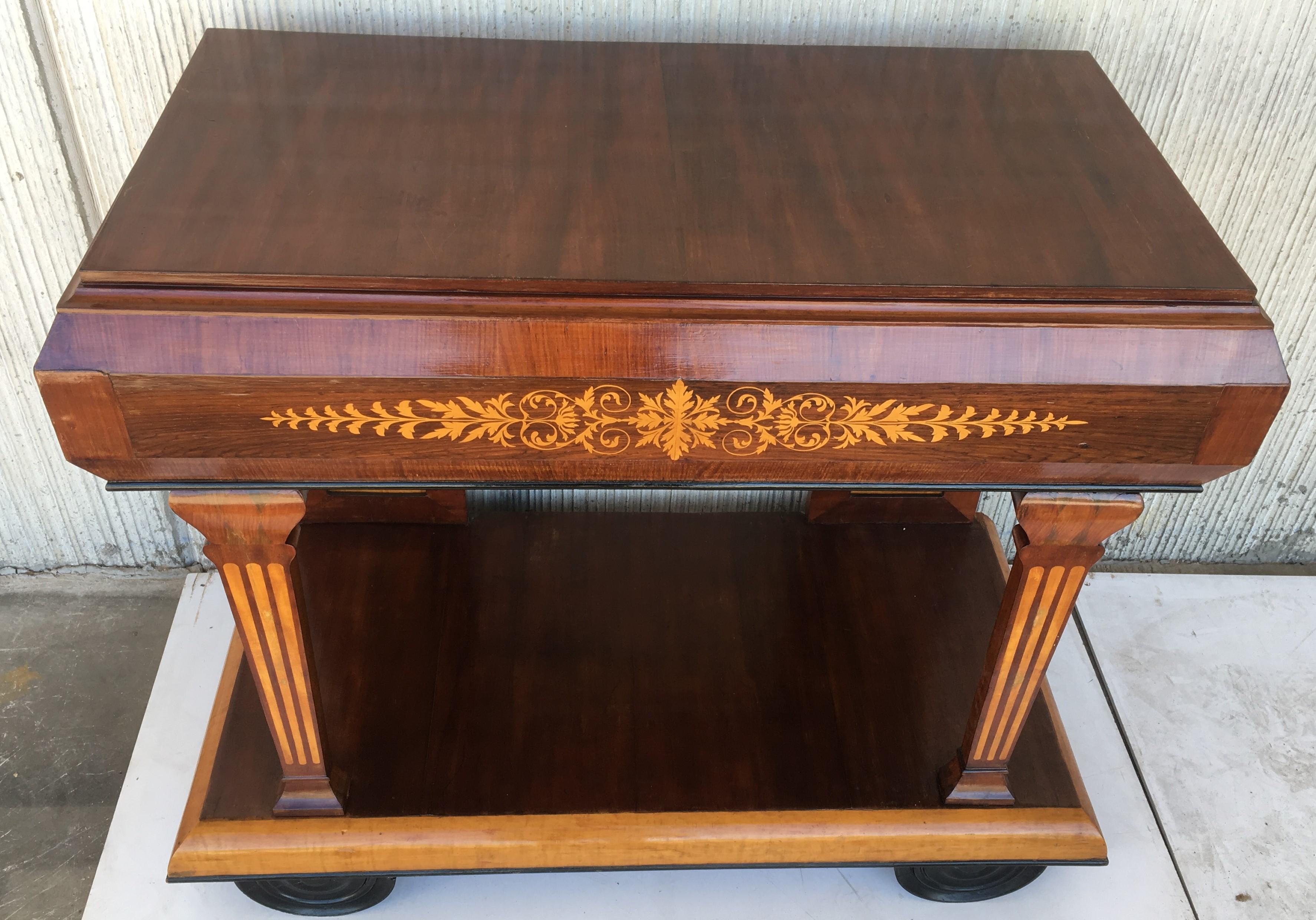 1830s French Empire Marquetry Console Table in Rosewood and Maple For Sale 9
