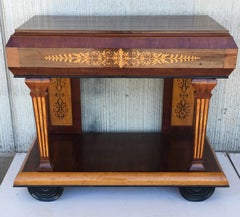 1830s French Empire Marquetry Console Table in Rosewood and Maple