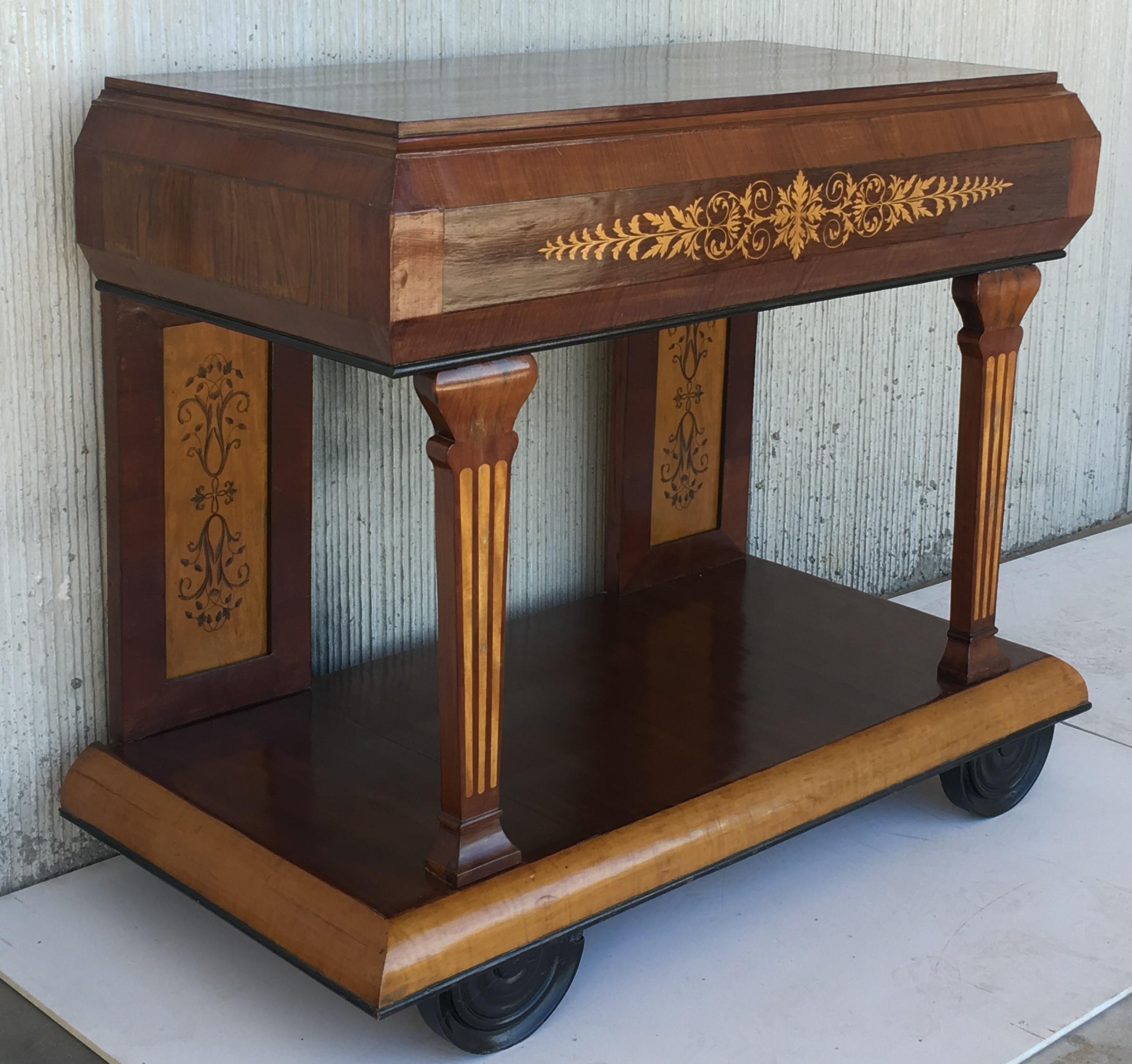 1830s French Empire Marquetry Console Table in Rosewood and Maple For Sale 2