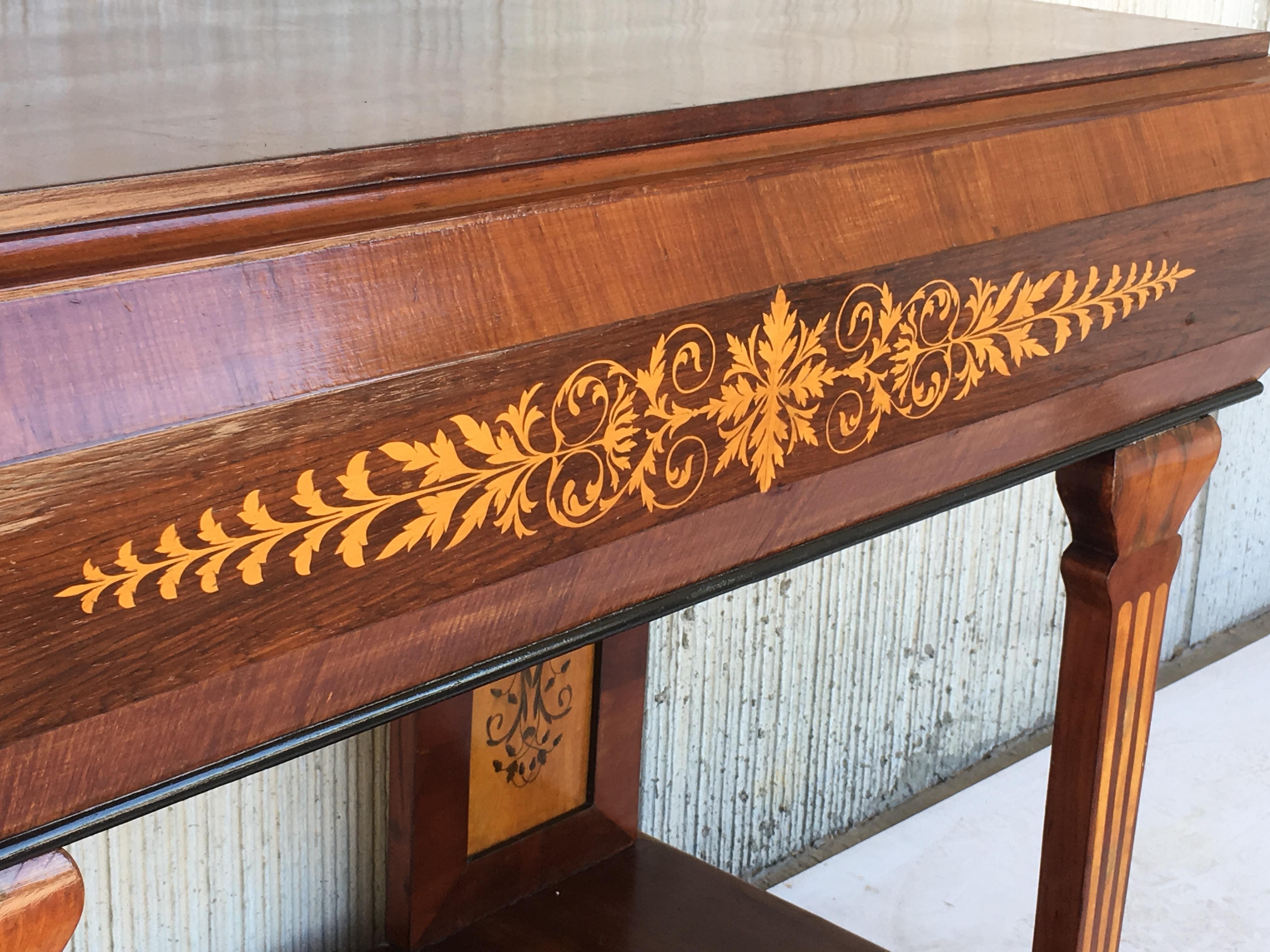 1830s French Empire Marquetry Console Table in Rosewood and Maple For Sale 3