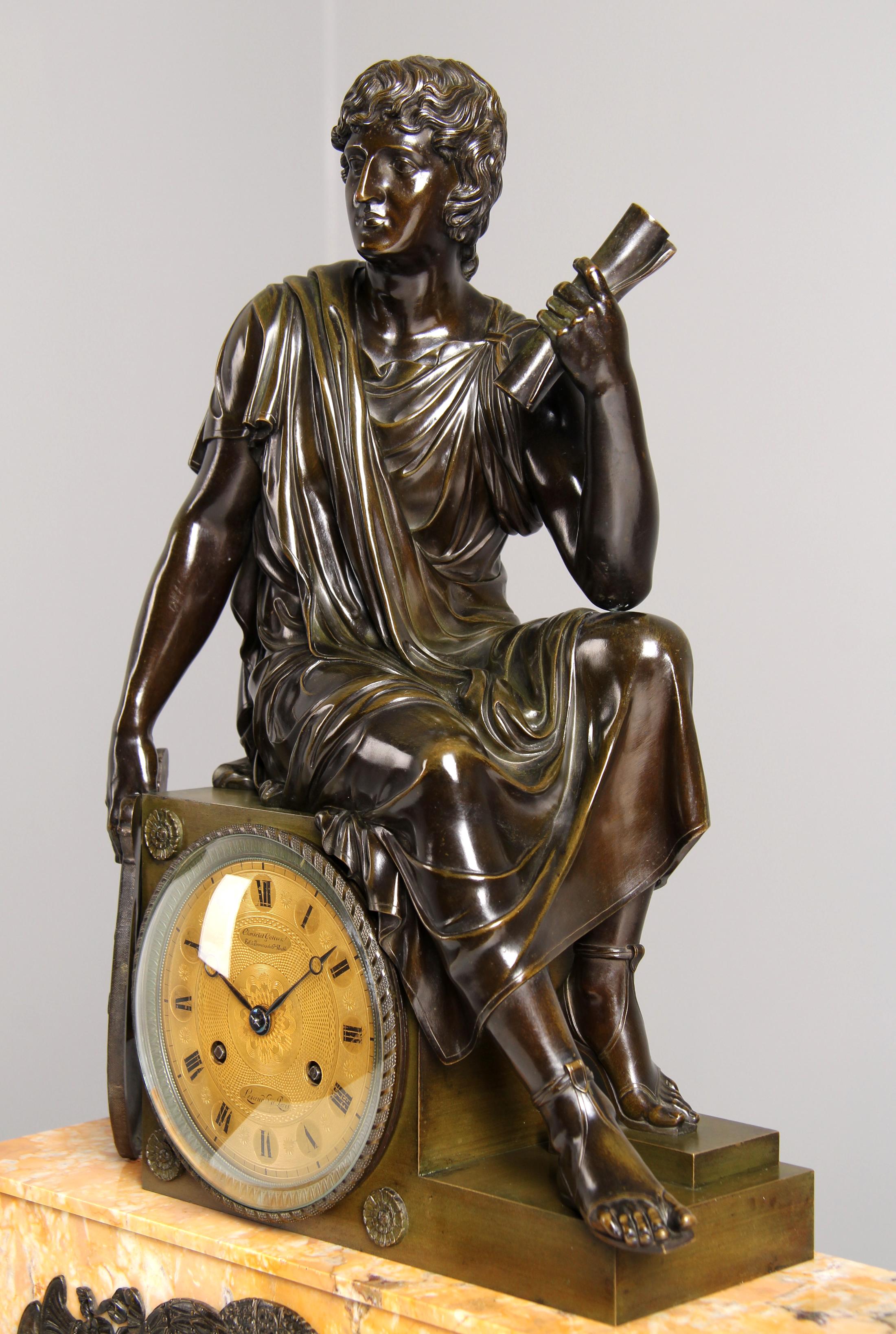 Pendule - Virgilio il poeta

Parigi
Bronzo, marmo
intorno al 1830

Dimensioni: H. H. x L. x P.: 61 x 43 x 17 cm.

Descrizione:
Orologio in bronzo francese di grandi dimensioni e di circa 30 kg, molto pesante, risalente all'epoca della Restaurazione,