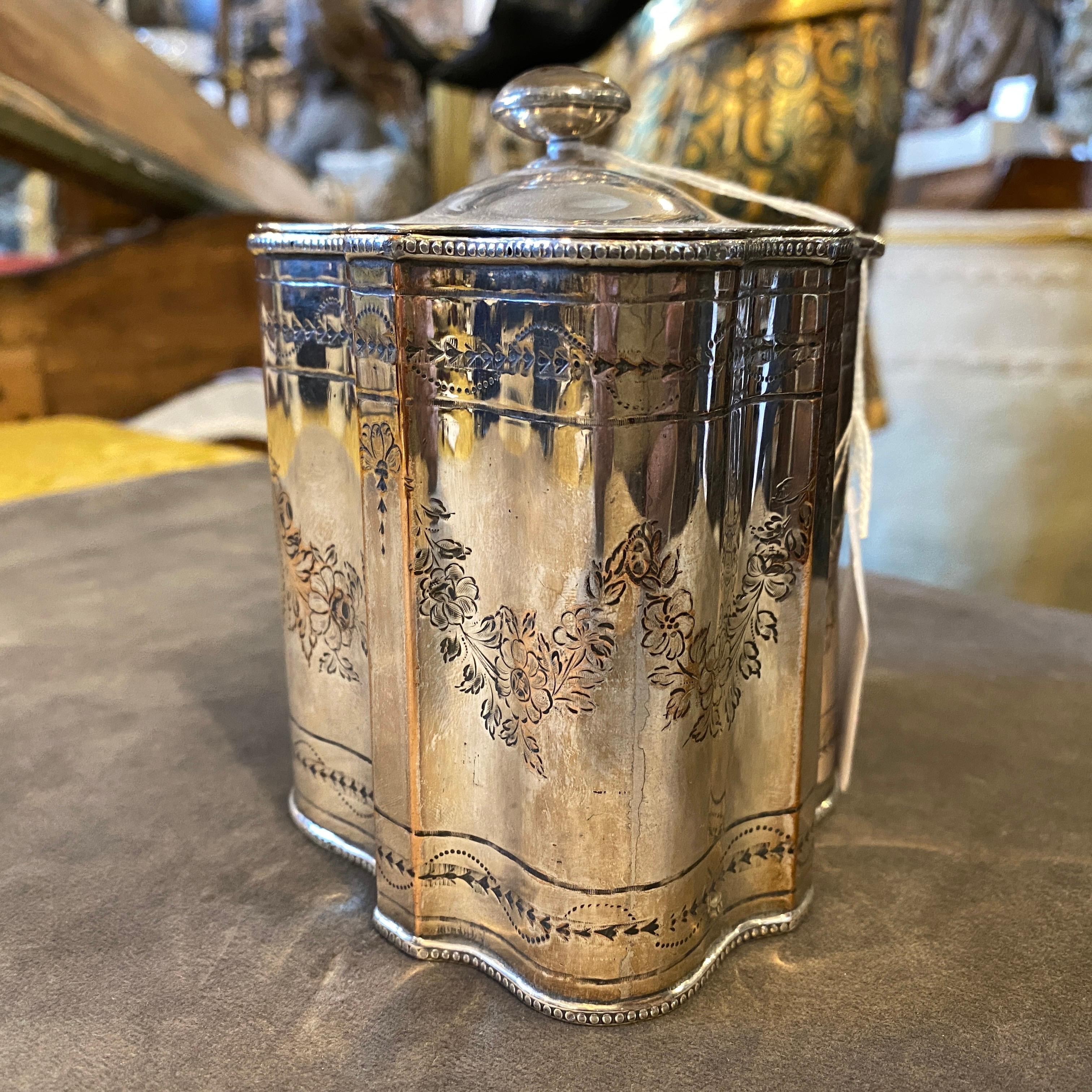 Hand-Crafted 1830s Georgian Engraved Sheffield Plate English Tea Caddy