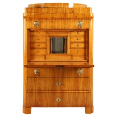 Antique 1830s German Biedermeier Secretaire Desk with hidden Compartement