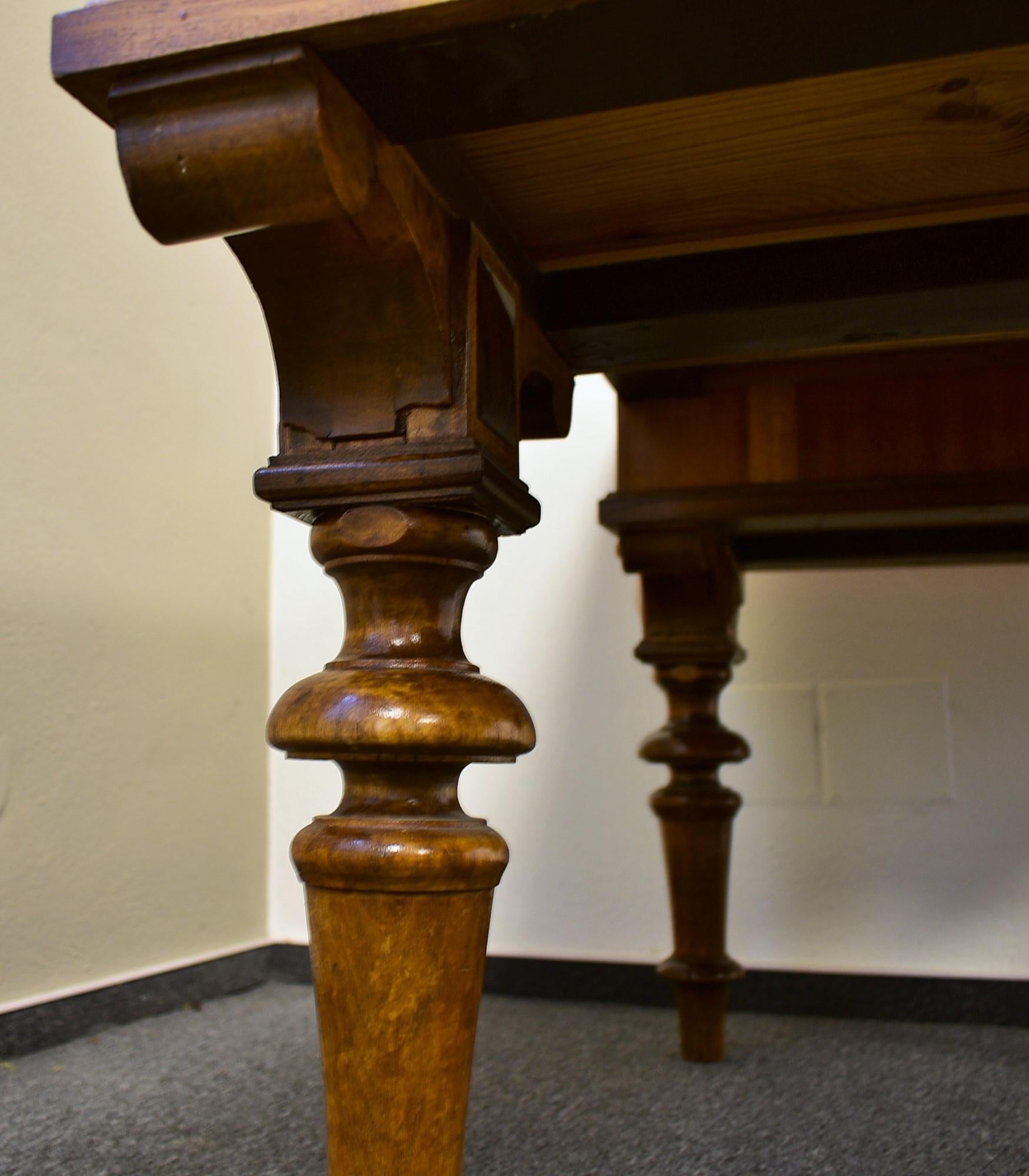 1830s Historic Office table, walnut wood, Czechoslovakia For Sale 8