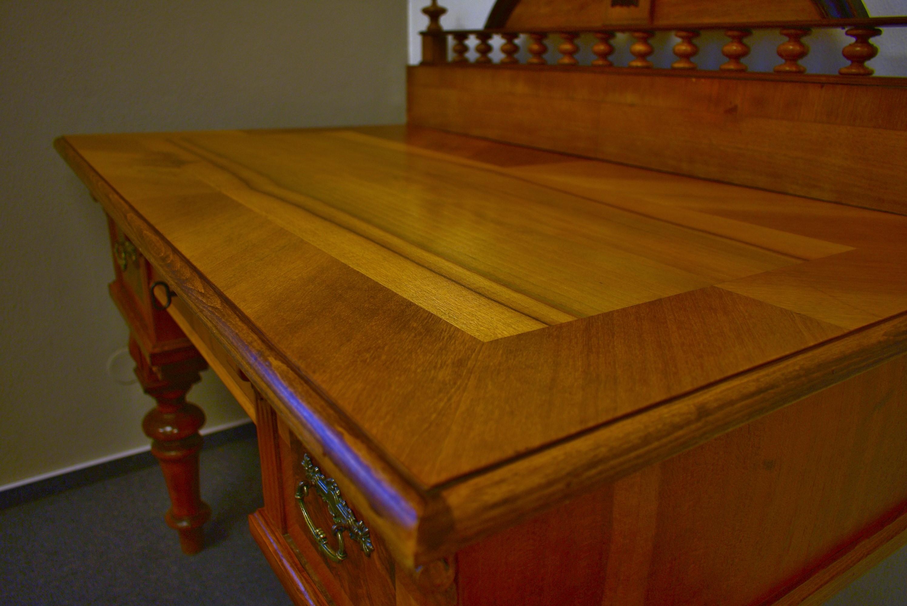 1830s Historic Office table, walnut wood, Czechoslovakia For Sale 12
