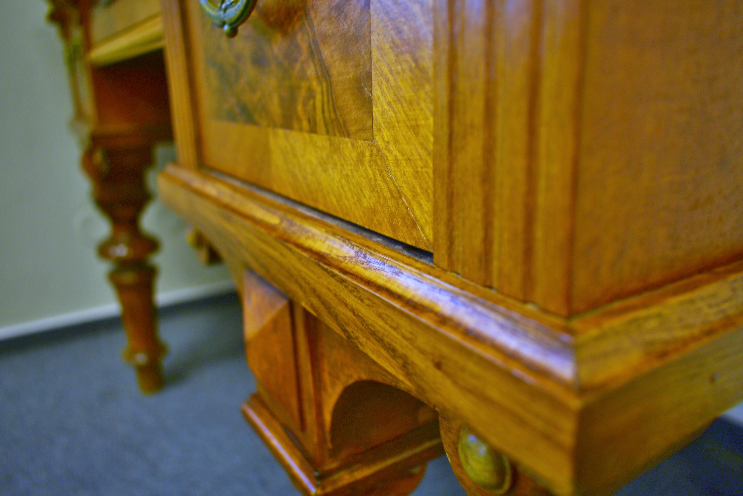 1830s Historic Office table, walnut wood, Czechoslovakia For Sale 14