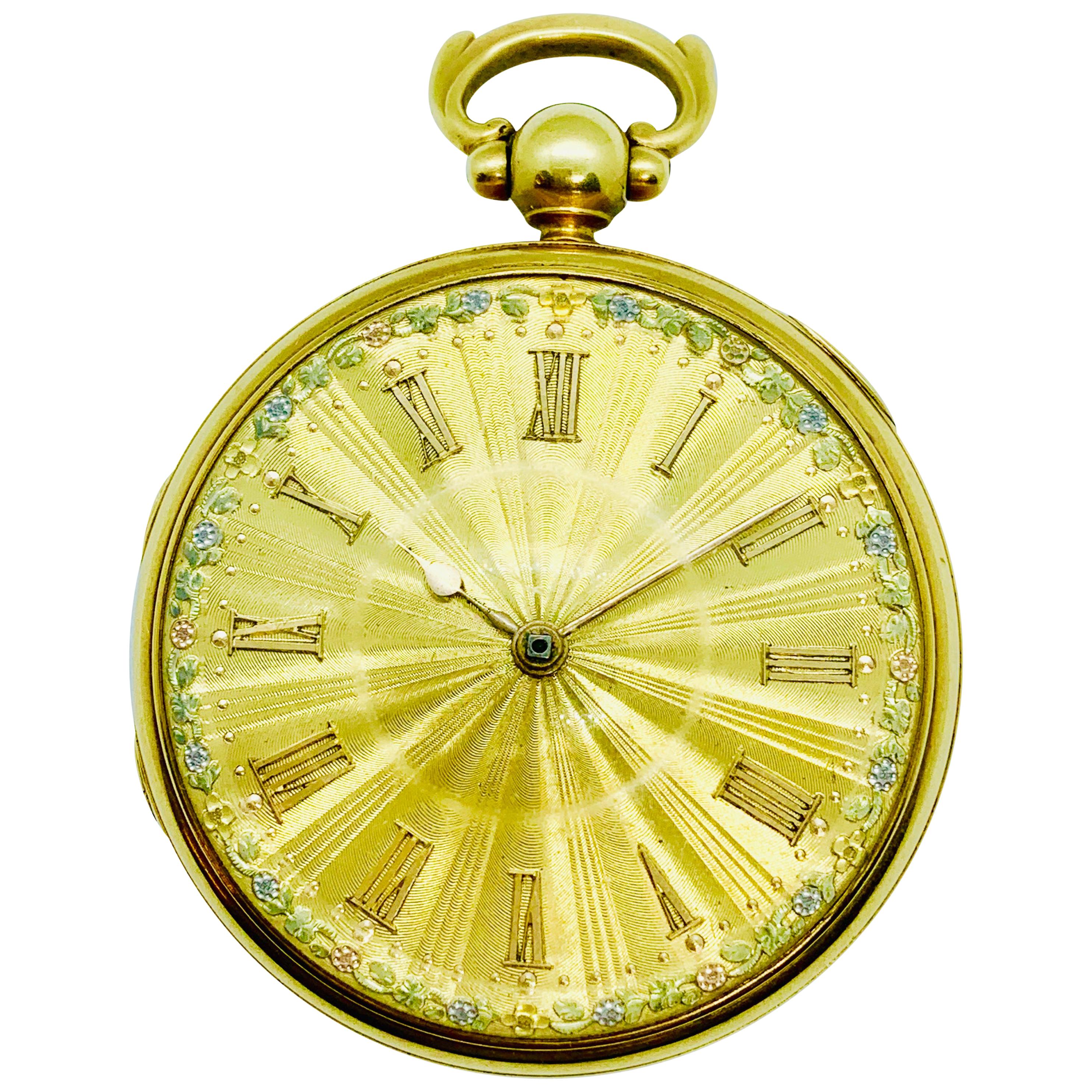 1830s John Moncas Liverpool 18 Karat Gold Pocket Watch with Fussee Movement