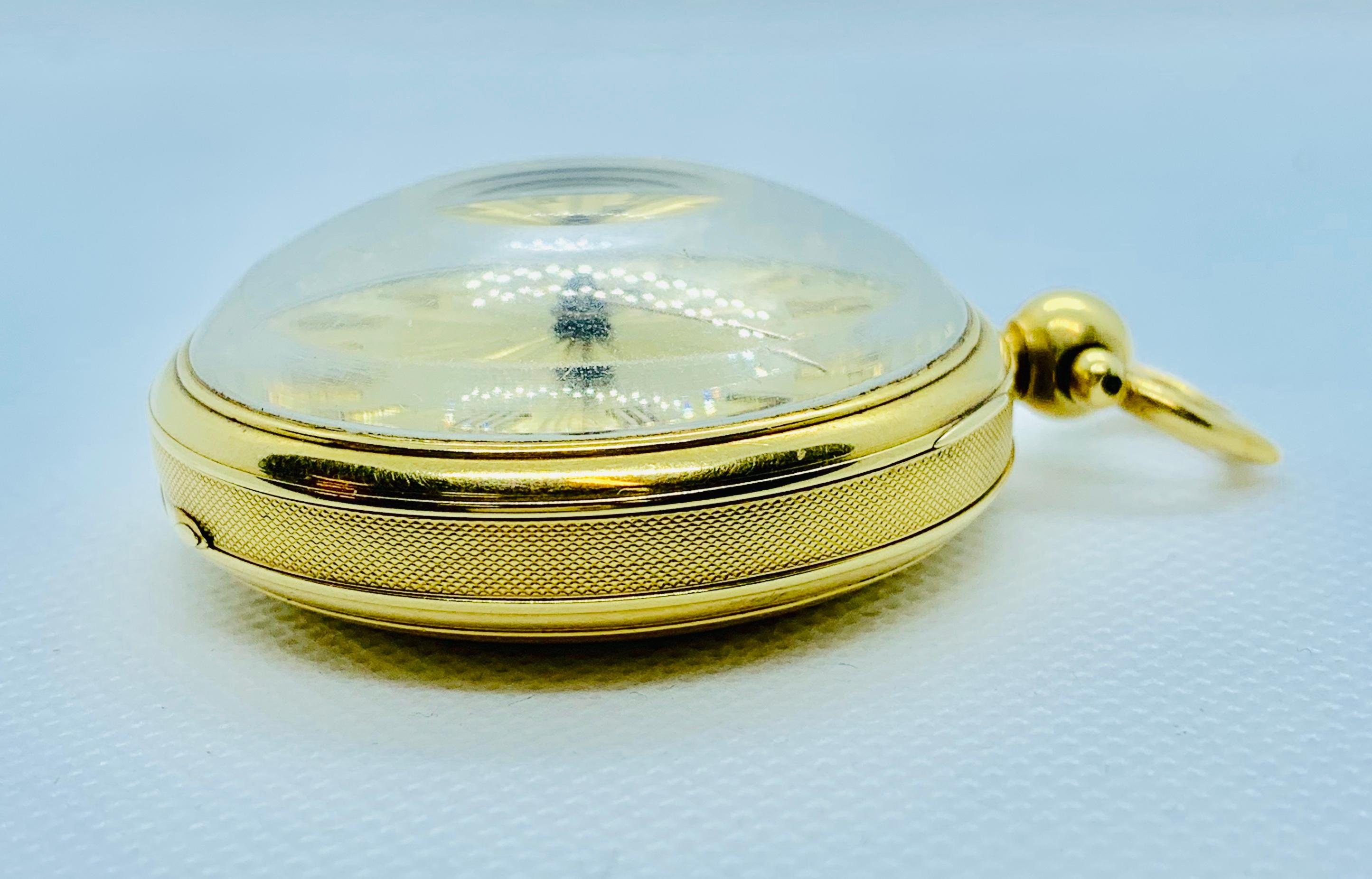 1830s John Moncas Liverpool 18 Karat Gold Pocket Watch with Fussee Movement 2