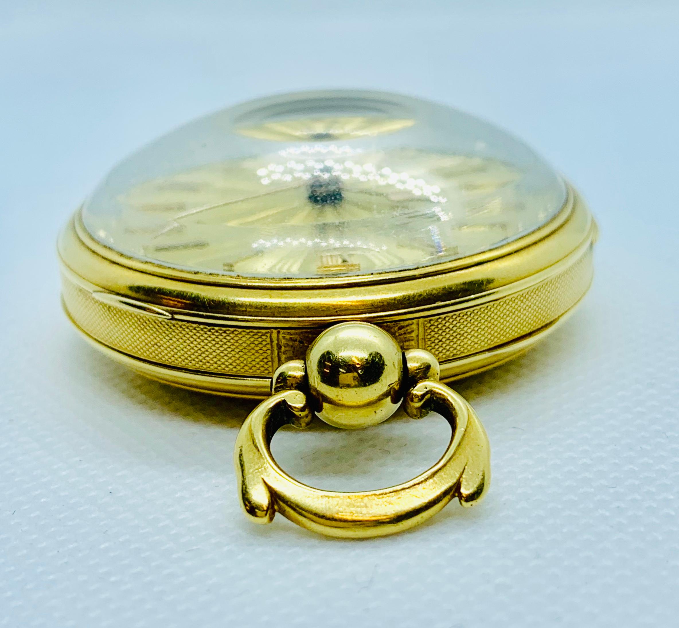 1830s John Moncas Liverpool 18 Karat Gold Pocket Watch with Fussee Movement 3
