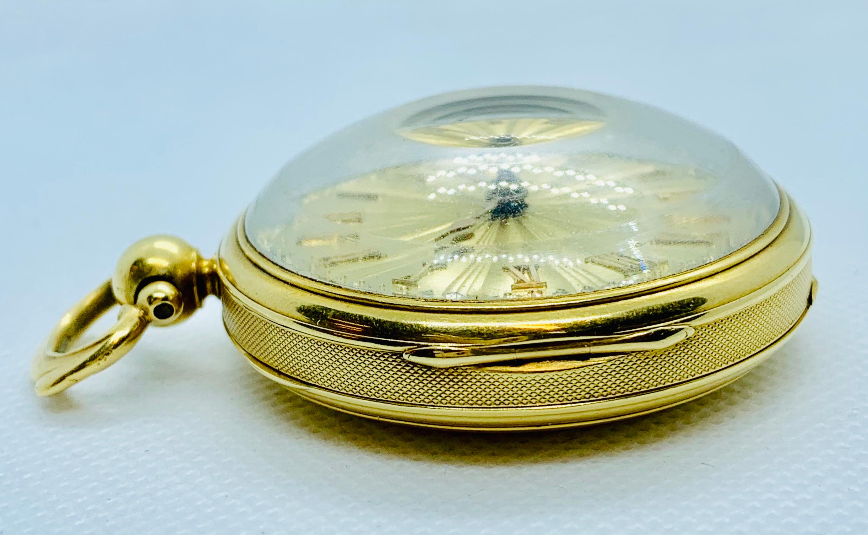 1830s John Moncas Liverpool 18 Karat Gold Pocket Watch with Fussee Movement 4