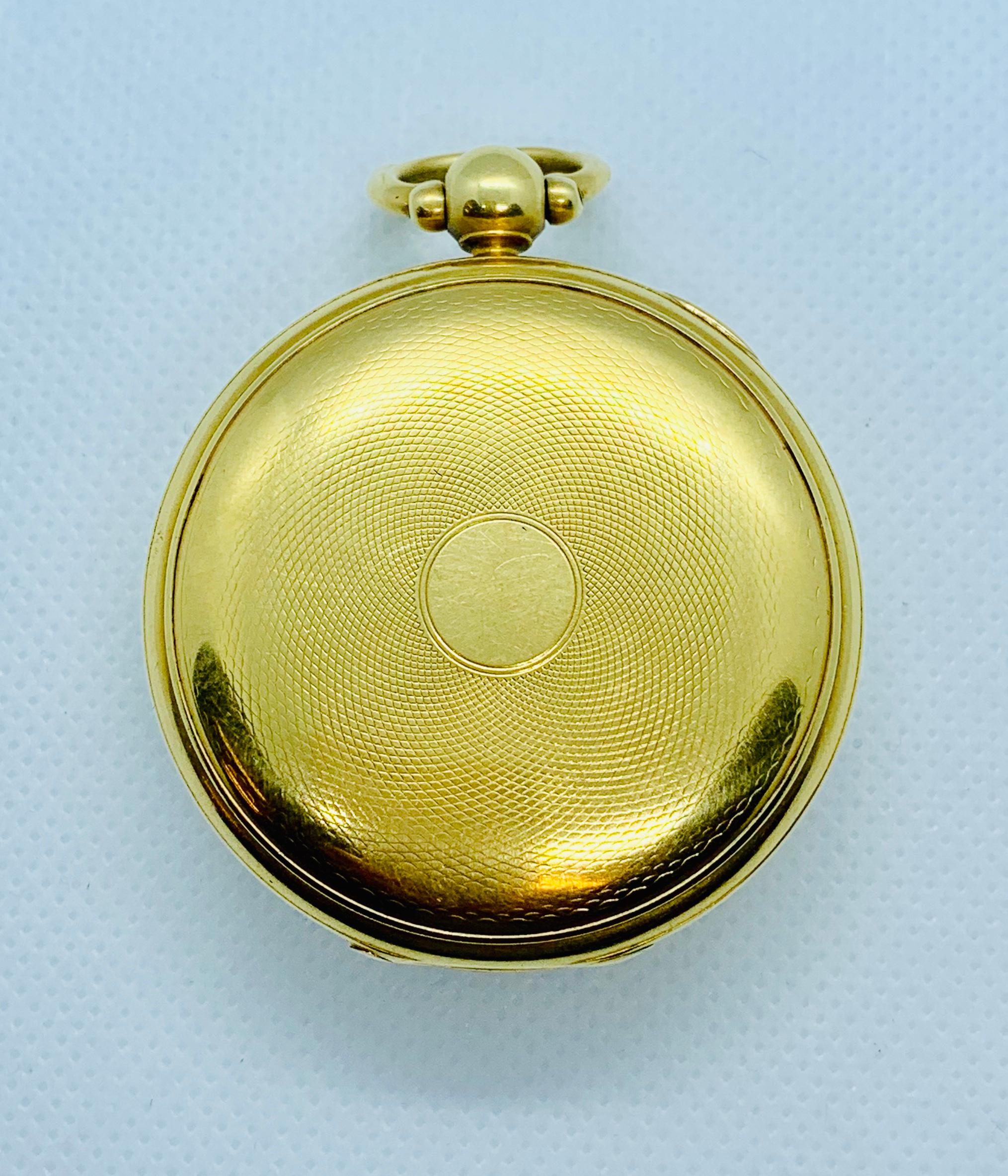 1830s John Moncas Liverpool 18 Karat Gold Pocket Watch with Fussee Movement 5