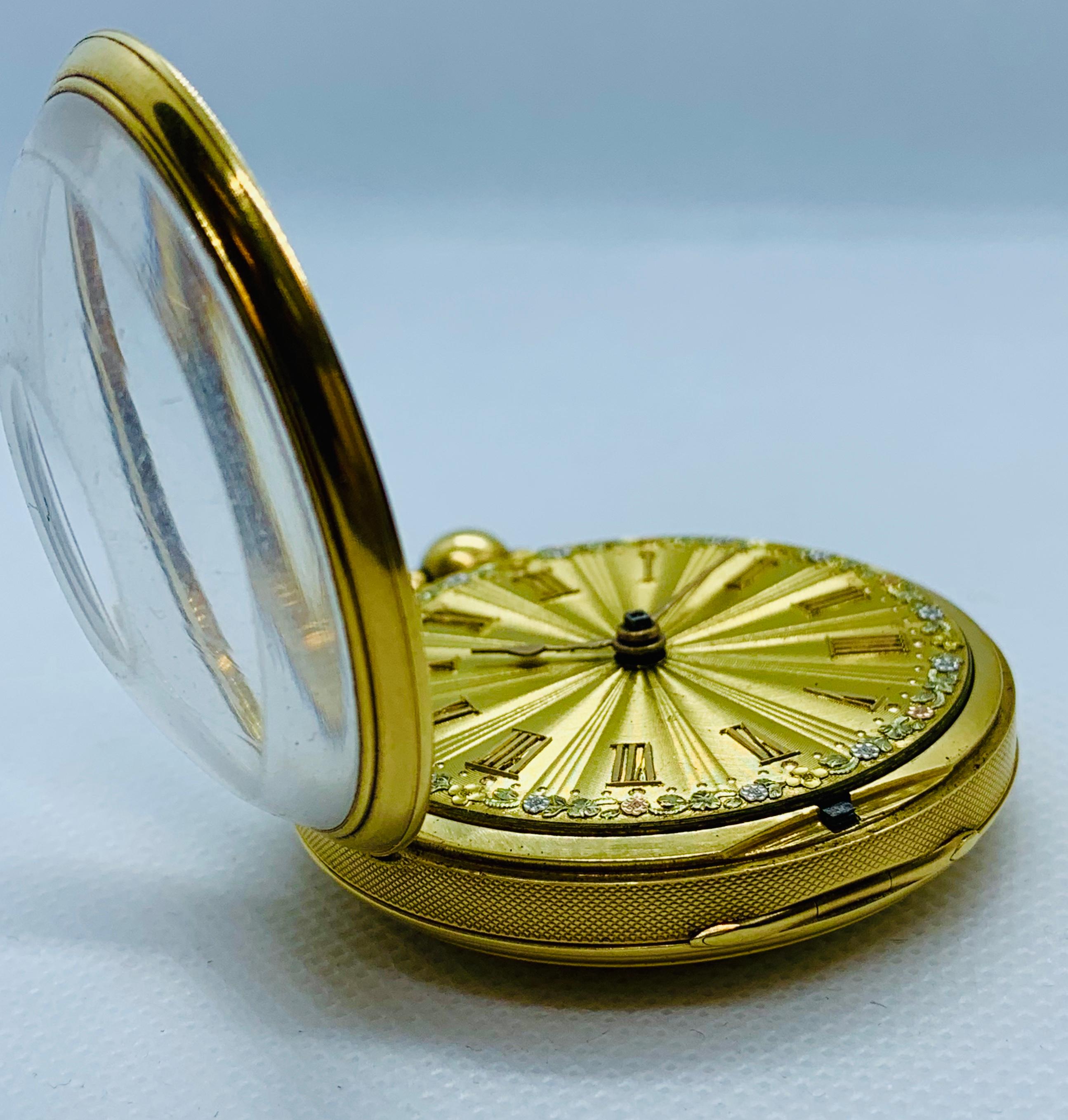 1830s John Moncas Liverpool 18 Karat Gold Pocket Watch with Fussee Movement 9