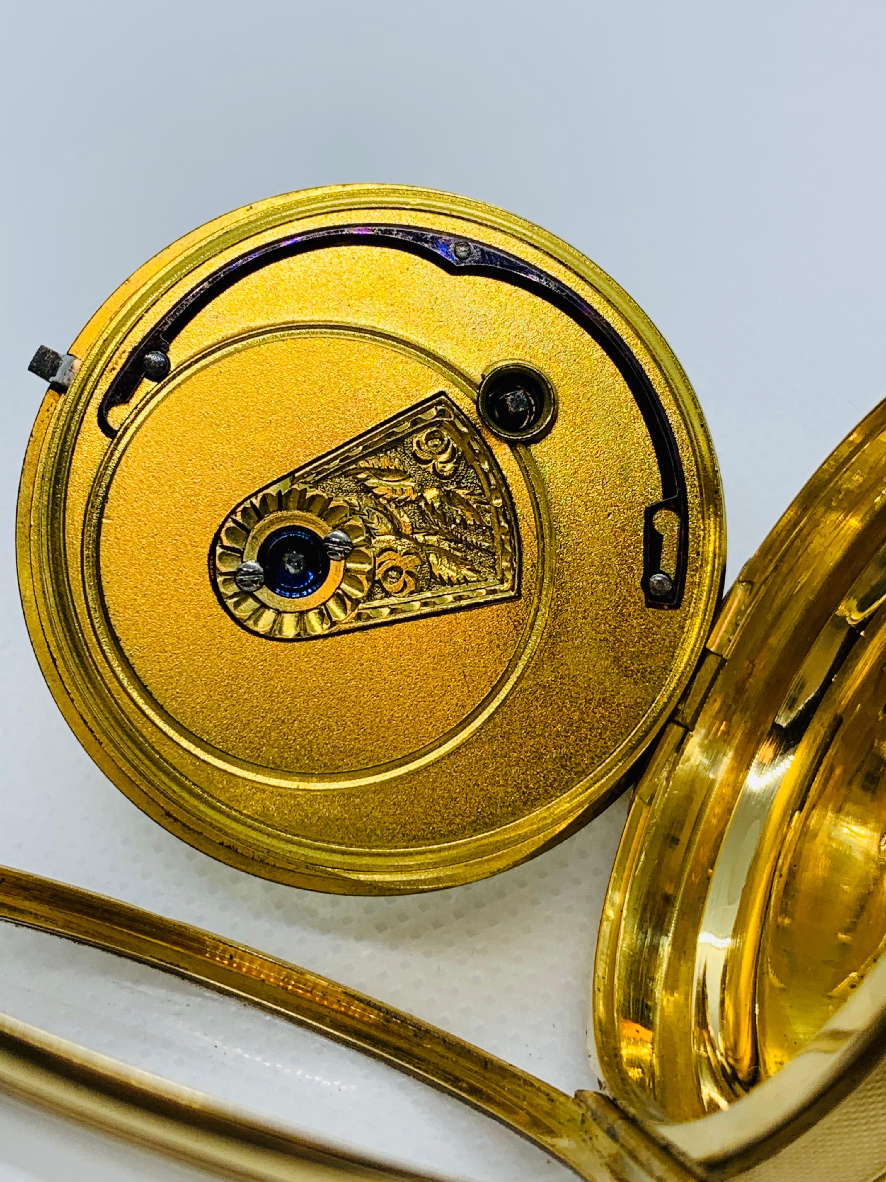 1830s John Moncas Liverpool 18 Karat Gold Pocket Watch with Fussee Movement 10