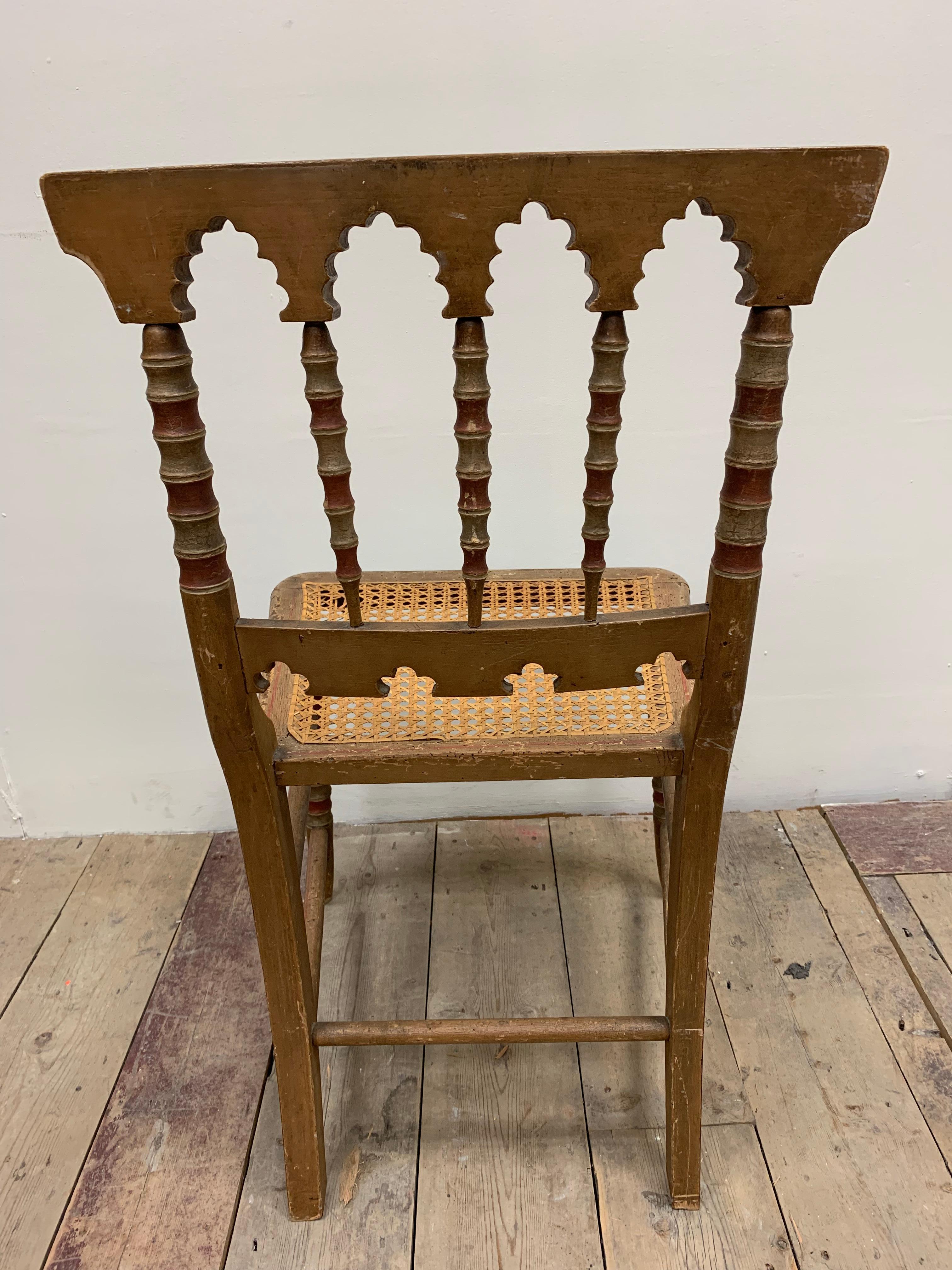 1830s small English Moorish side chair with canned seat For Sale 4