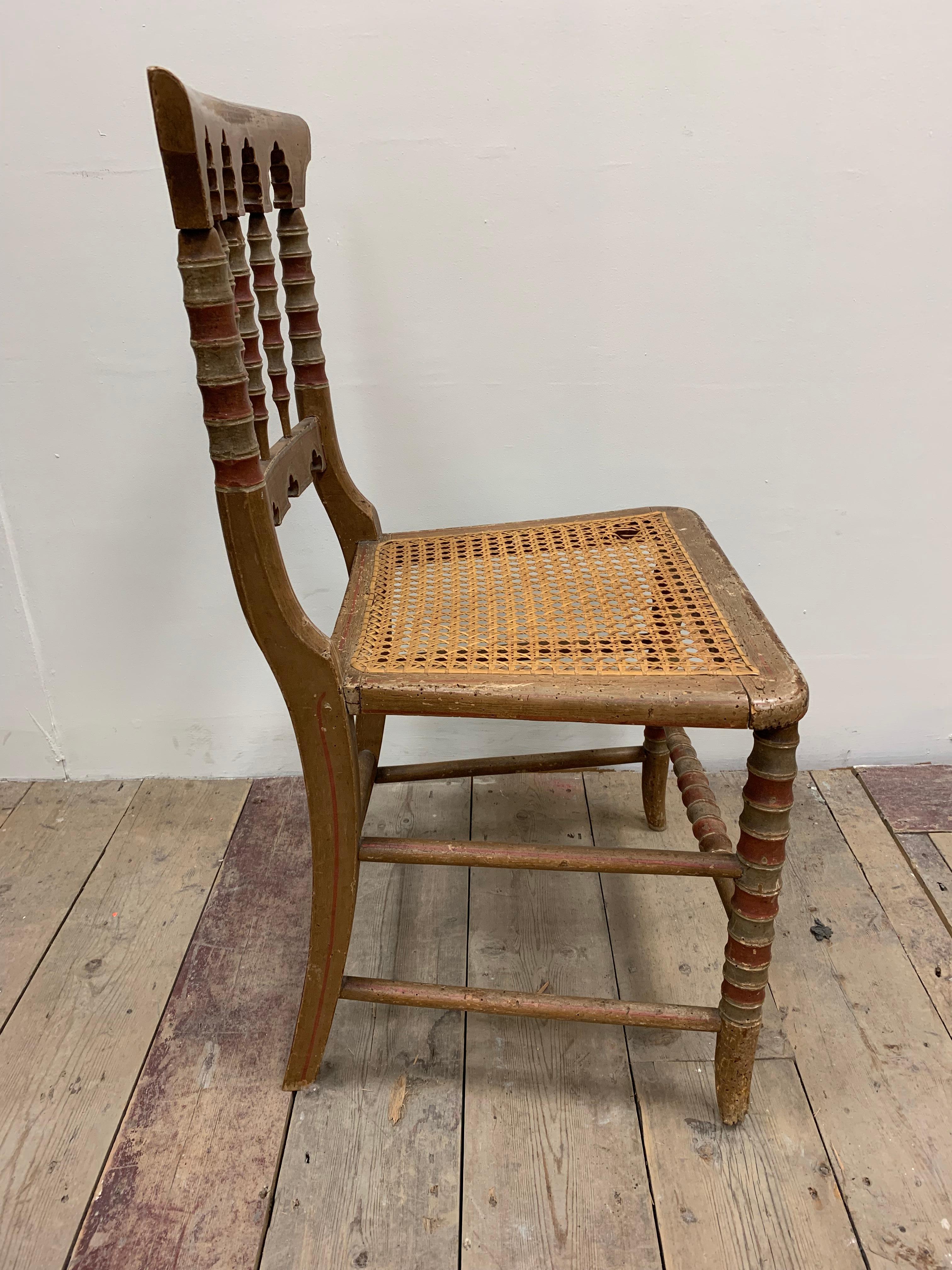 1830s small English Moorish side chair with canned seat For Sale 5