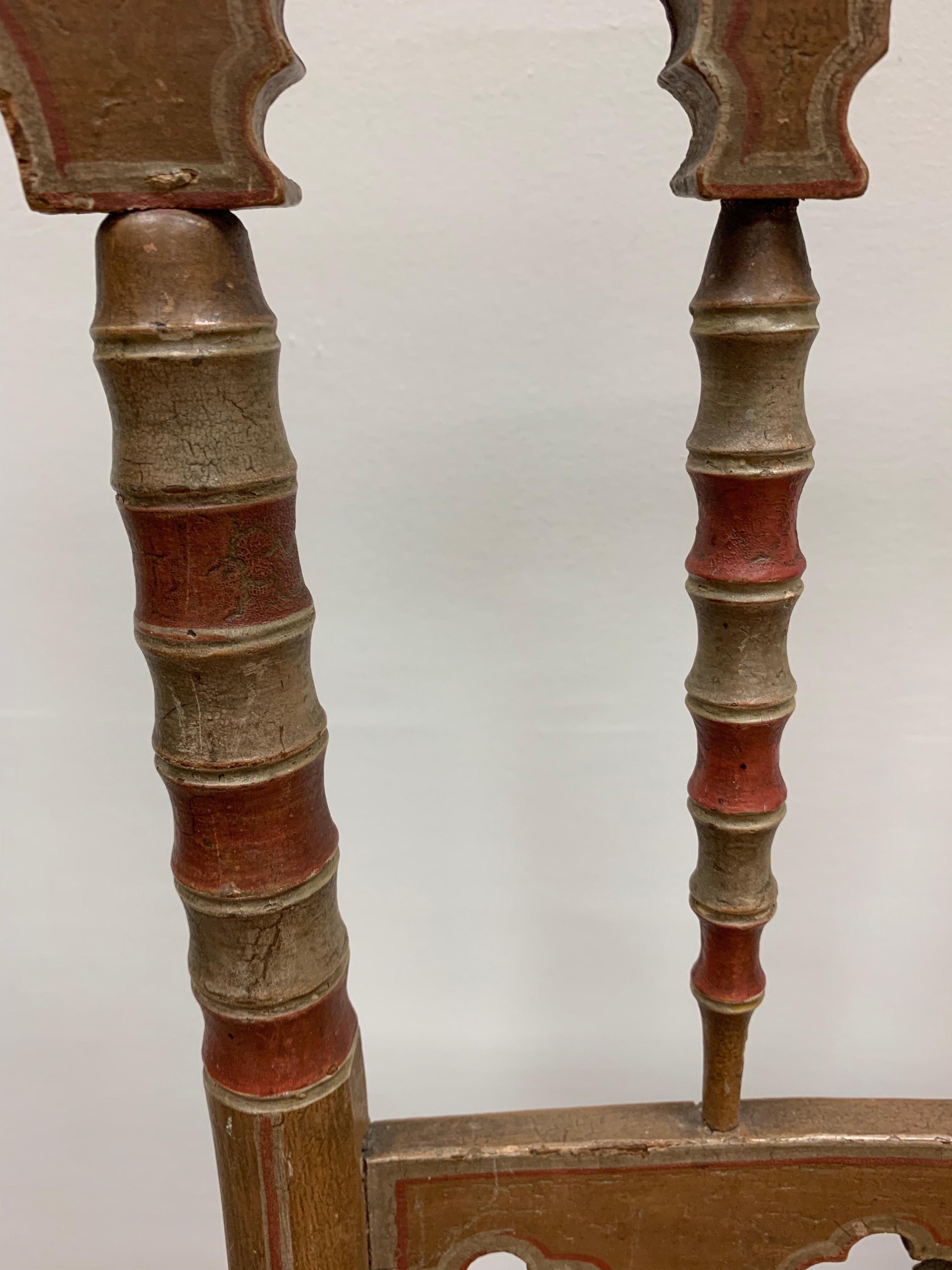 1830s small English Moorish side chair with canned seat In Good Condition For Sale In London, GB