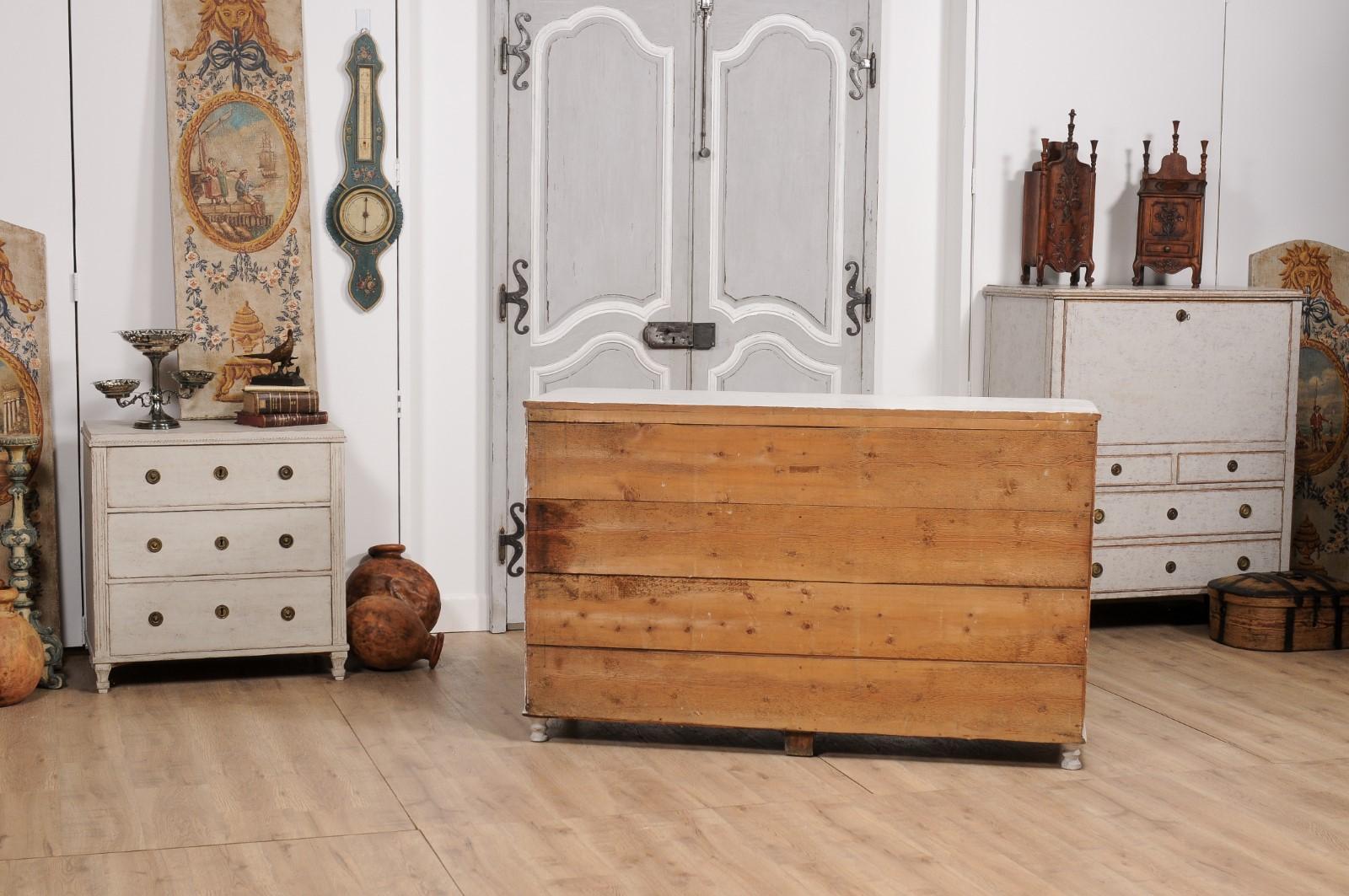 1830s Swedish Grey Painted Sideboard with Single Drawer over Two Doors For Sale 2