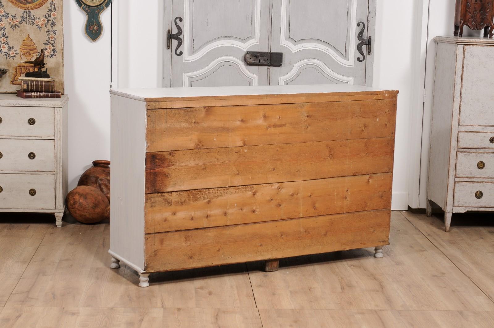 1830s Swedish Grey Painted Sideboard with Single Drawer over Two Doors For Sale 3