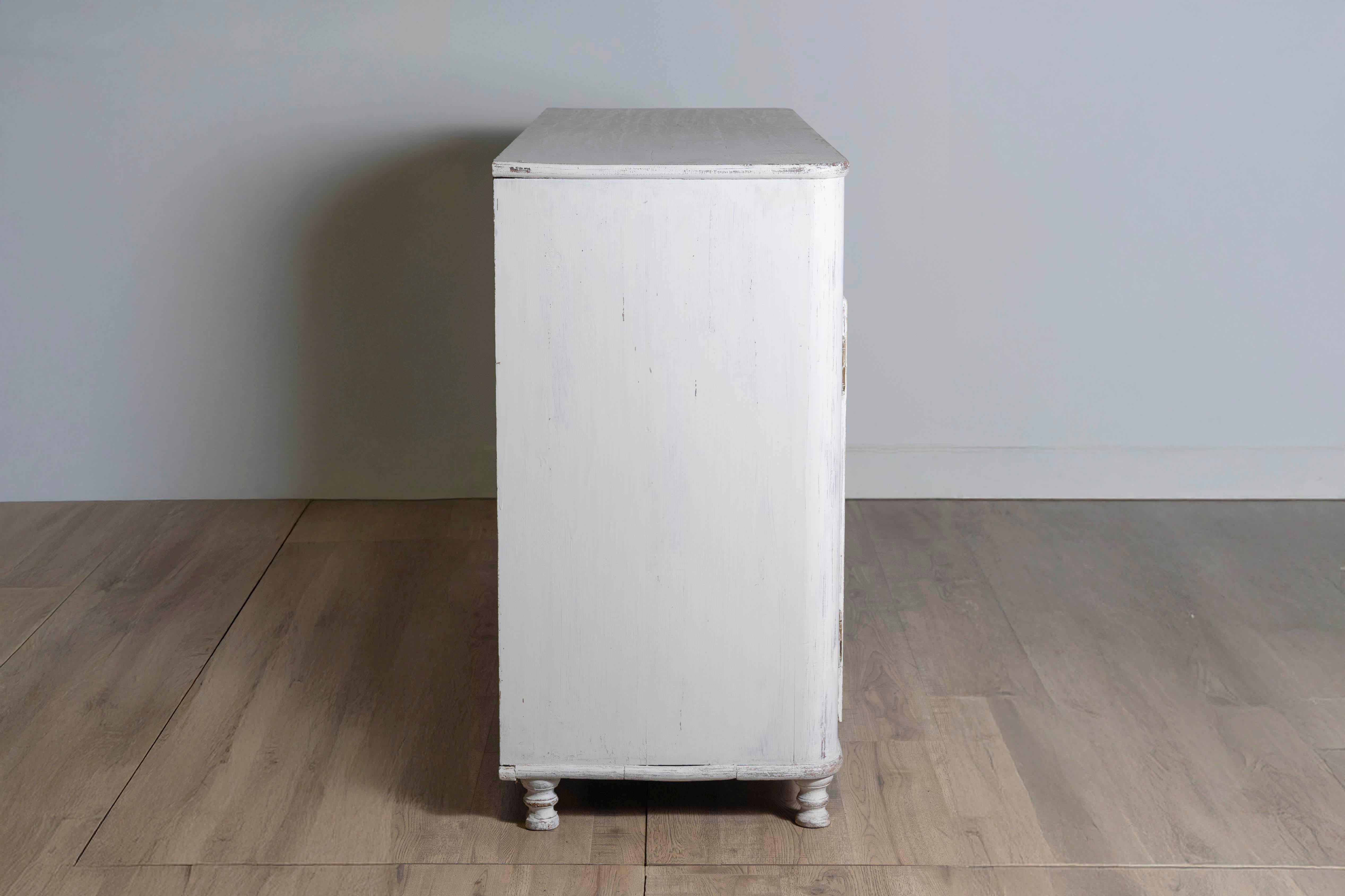 Wood 1830s Swedish Grey Painted Sideboard with Single Drawer over Two Doors For Sale