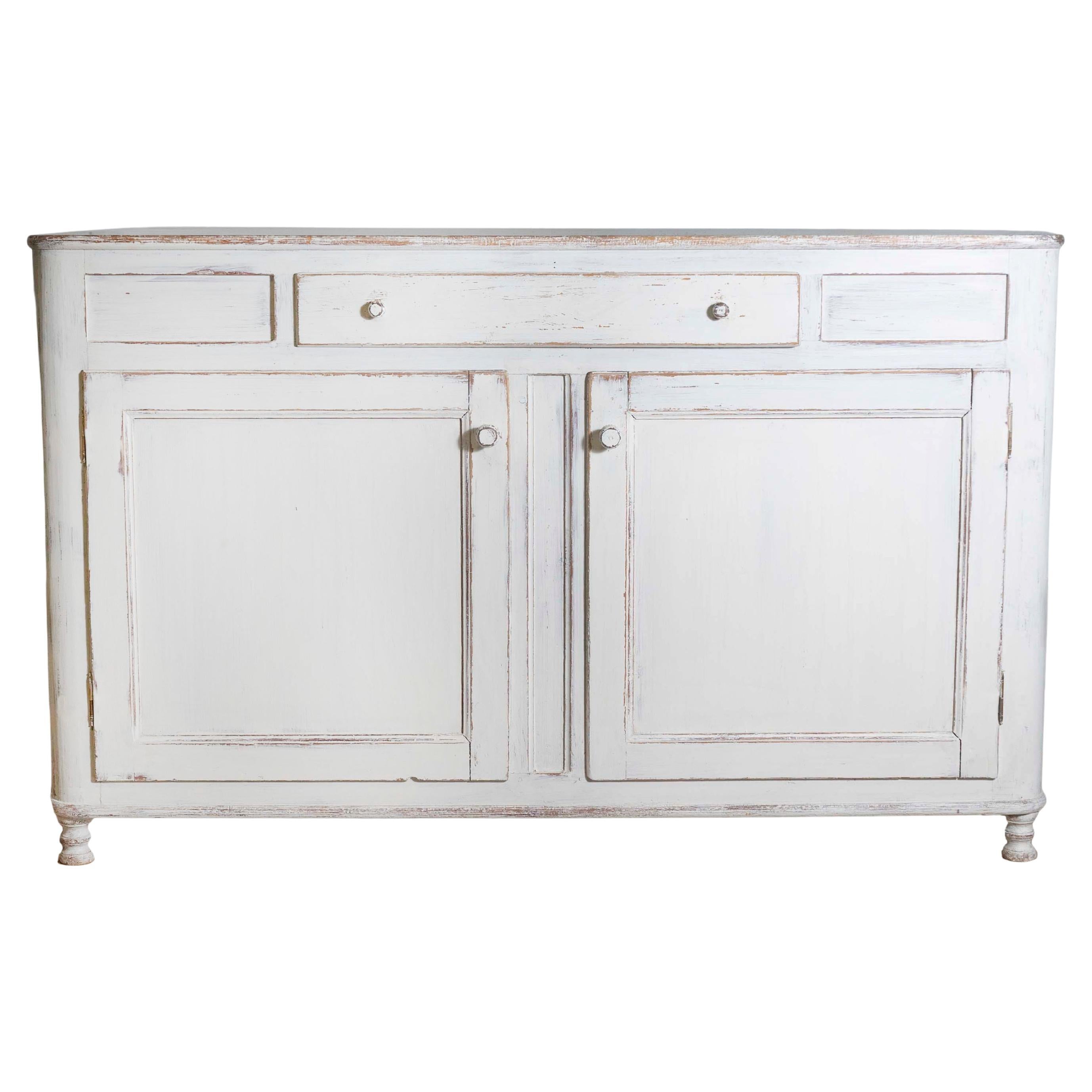 1830er Jahre Schwedisches grau lackiertes Sideboard mit einer Schublade über zwei Türen