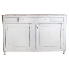 1830s Swedish Grey Painted Sideboard with Single Drawer over Two Doors