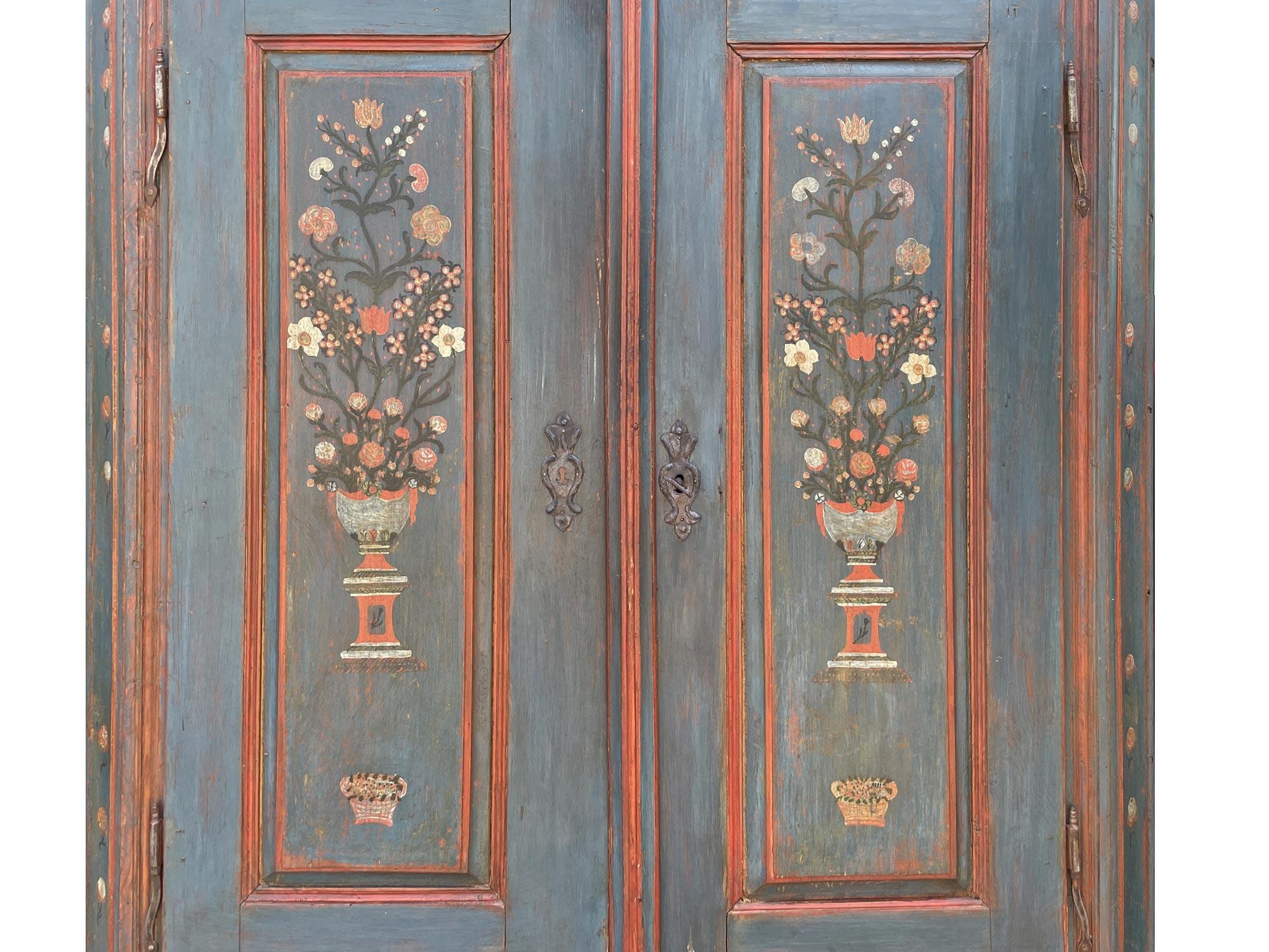 1831 Blue Floral Painted Two Doors Wardrobe 1