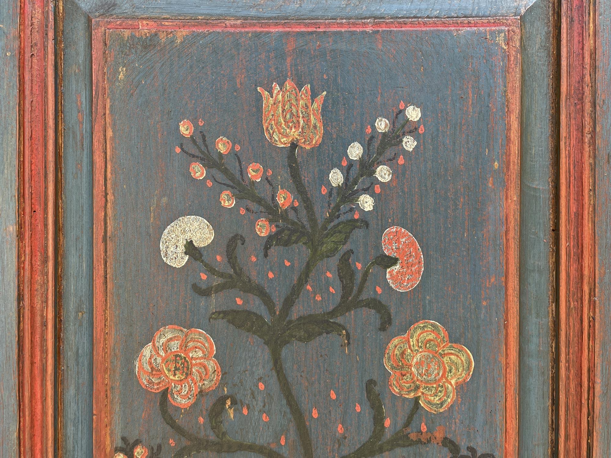 1831 Blue Floral Painted Two Doors Wardrobe 2