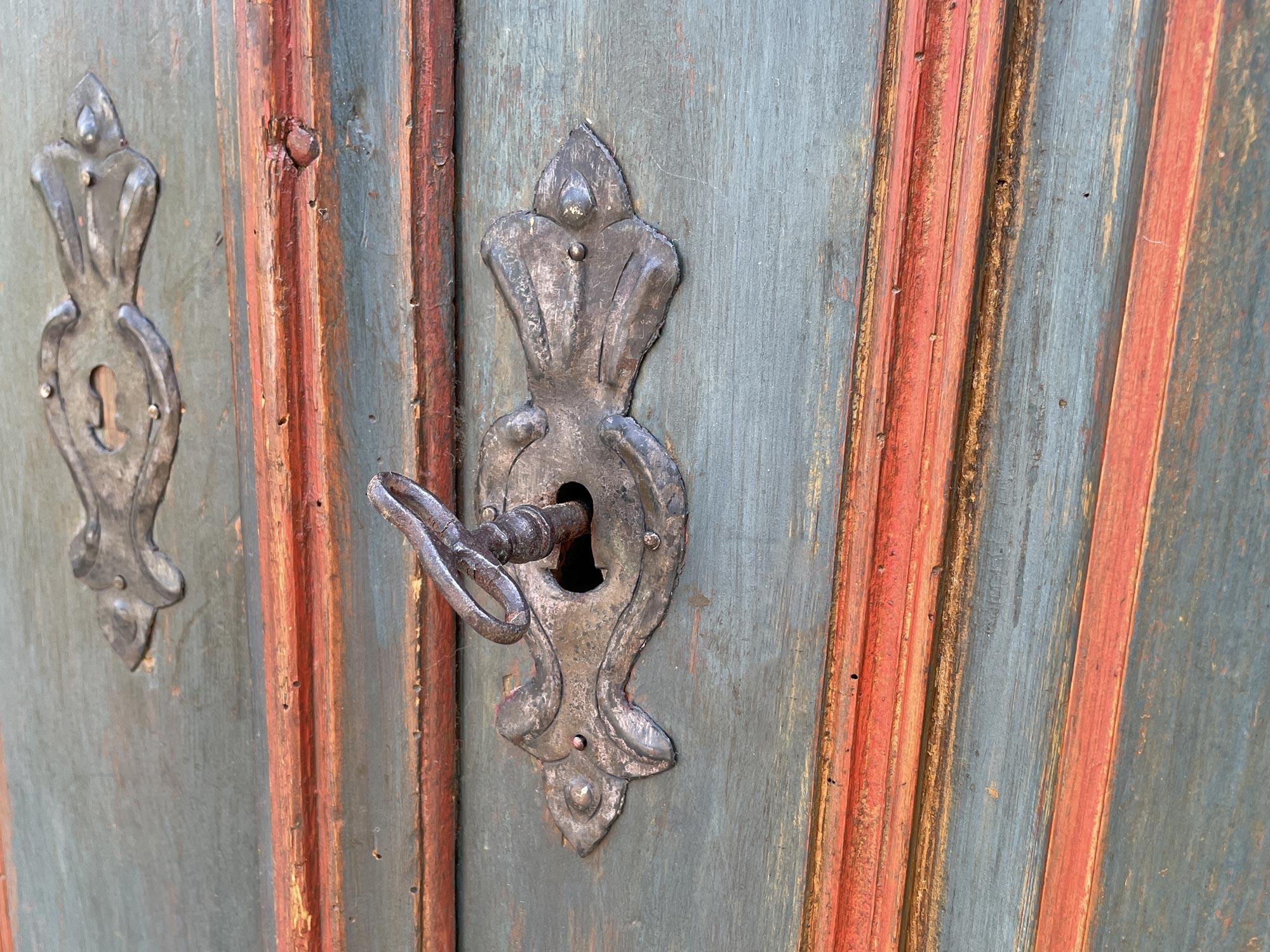 1831 Blue Floral Painted Two Doors Wardrobe 4