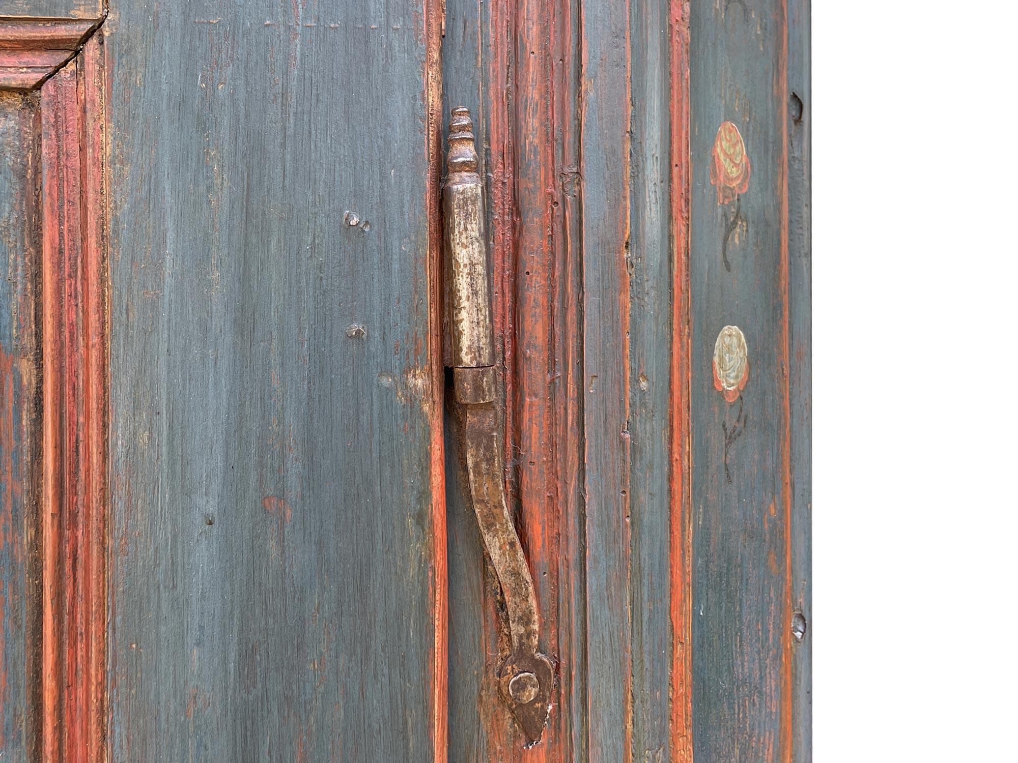 1831 Blue Floral Painted Two Doors Wardrobe 6