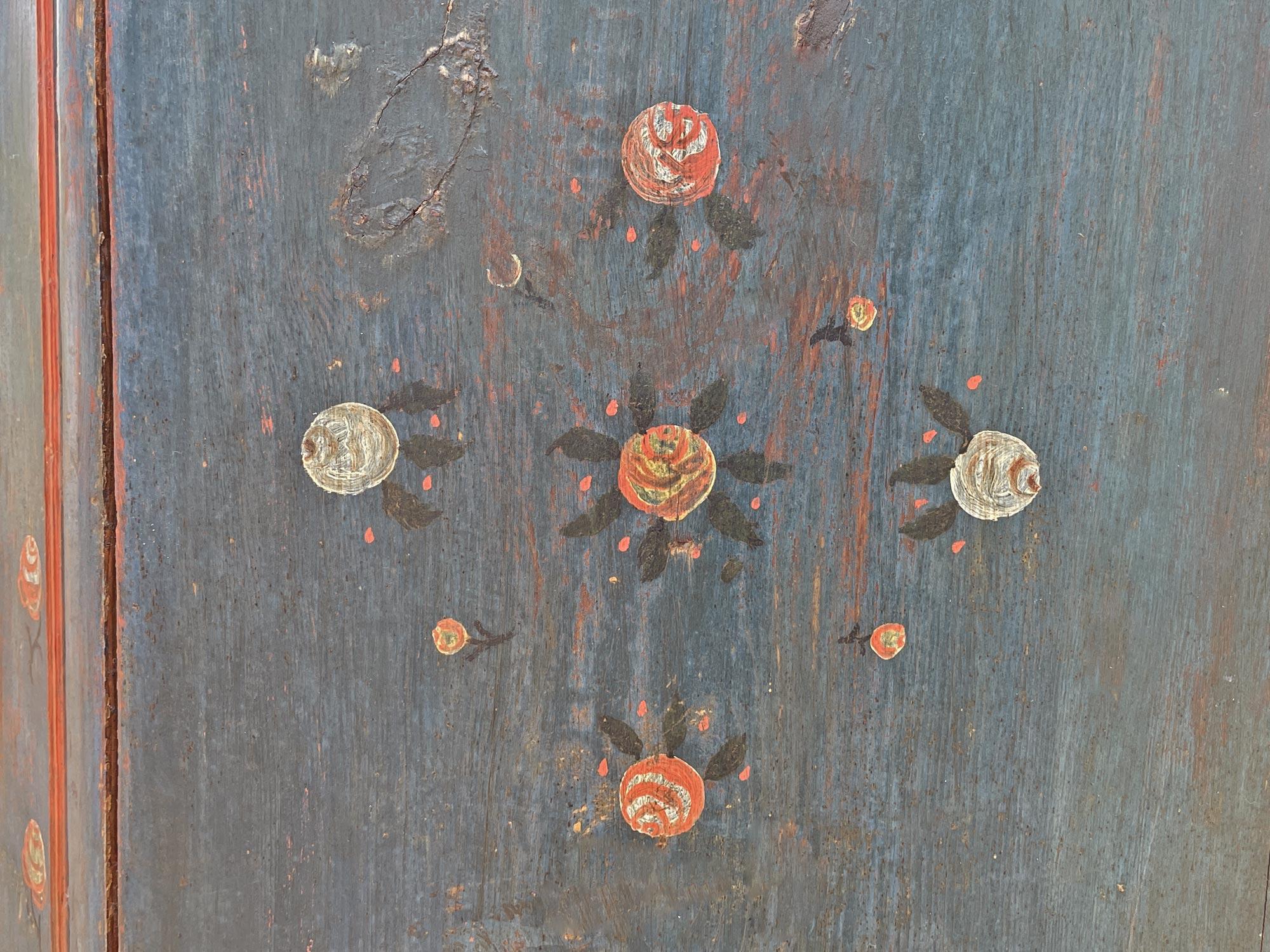 1831 Blue Floral Painted Two Doors Wardrobe 9
