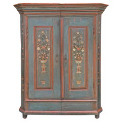 1831 Blue Floral Painted Two Doors Wardrobe