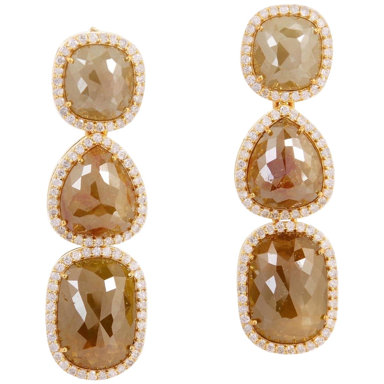 18.31 Carat Fancy Diamond 18 Karat Gold Earrings
