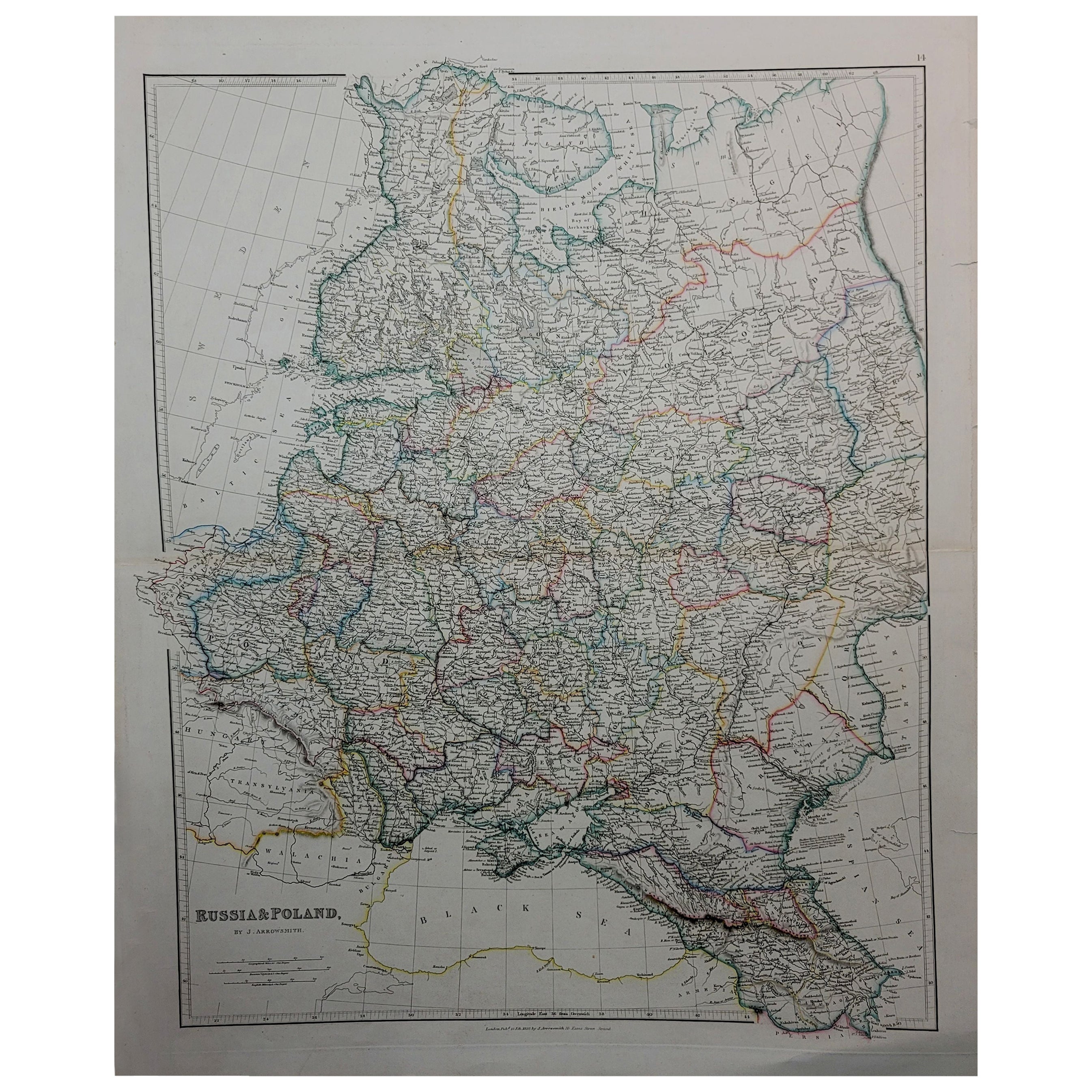 1832 Grande mappa "Russia e Polonia" Ric. R0012 in vendita