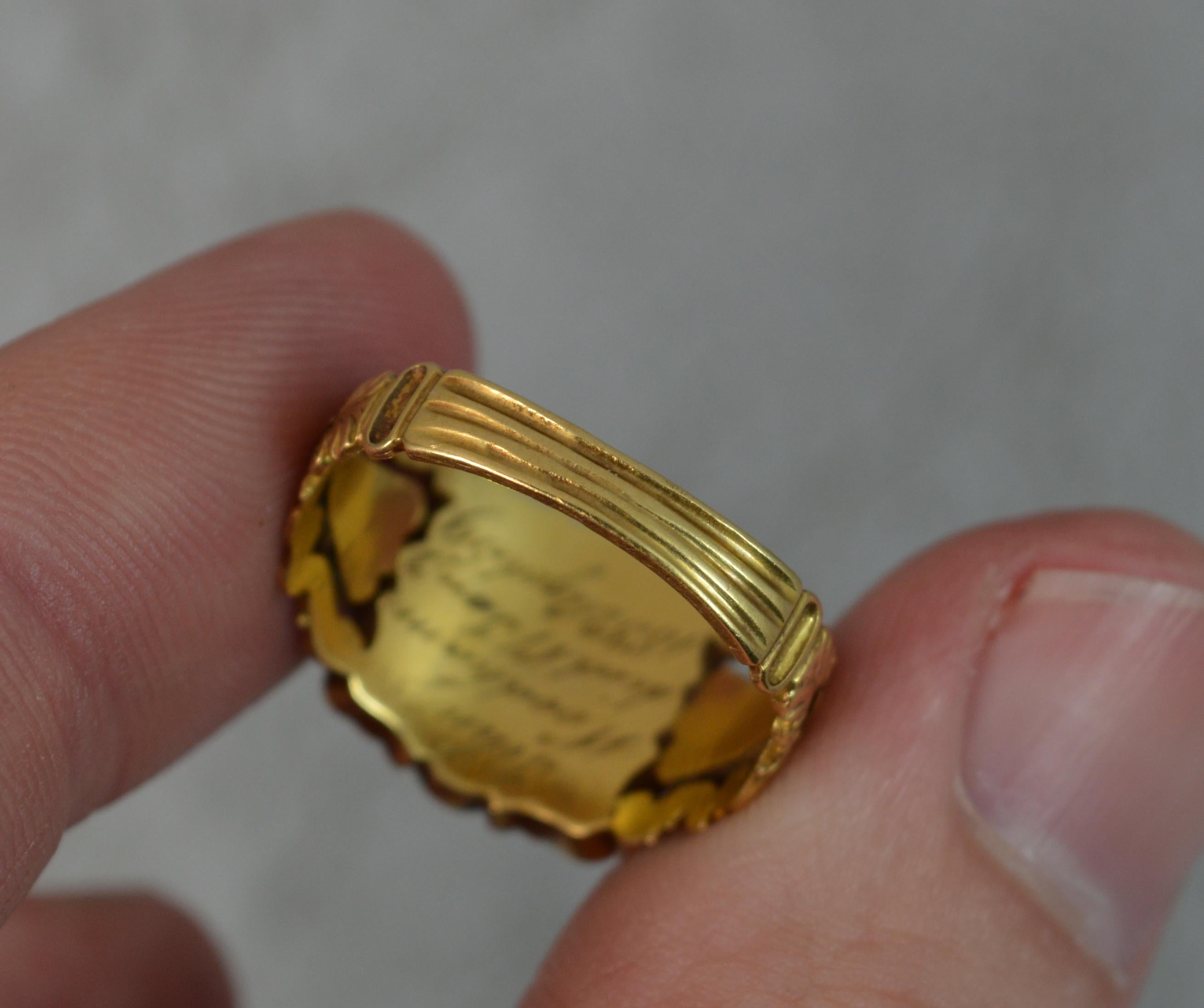 1832 William 18 Carat Gold and Black Enamel Mourning Panel Ring 3