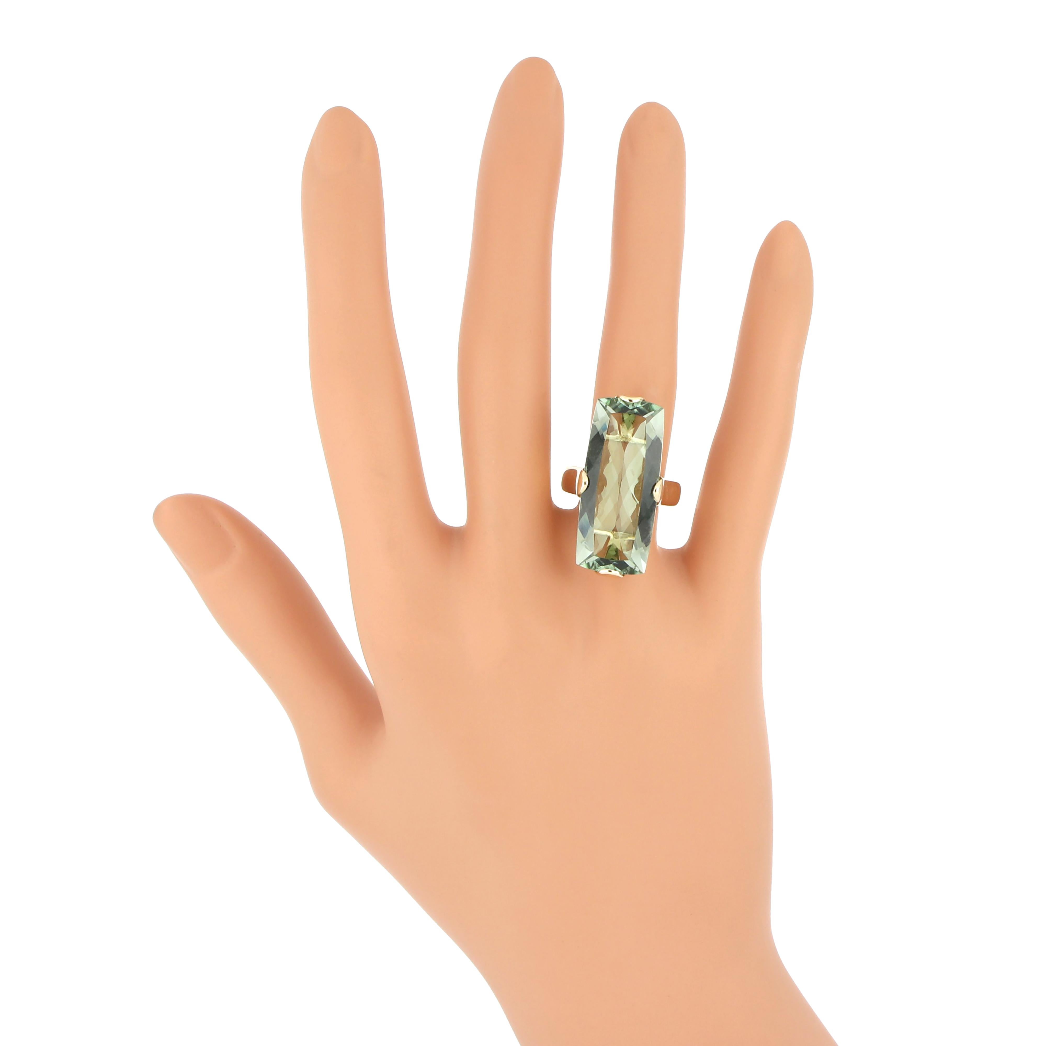 For Sale:  Mint Quartz & Diamond Ring in 14K Yellow Gold Handmade Jewelry for Party Wear 6