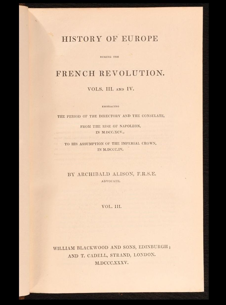 Britannique 1833-1842 Histoire de l'Europe depuis le début de la Révolution française en vente