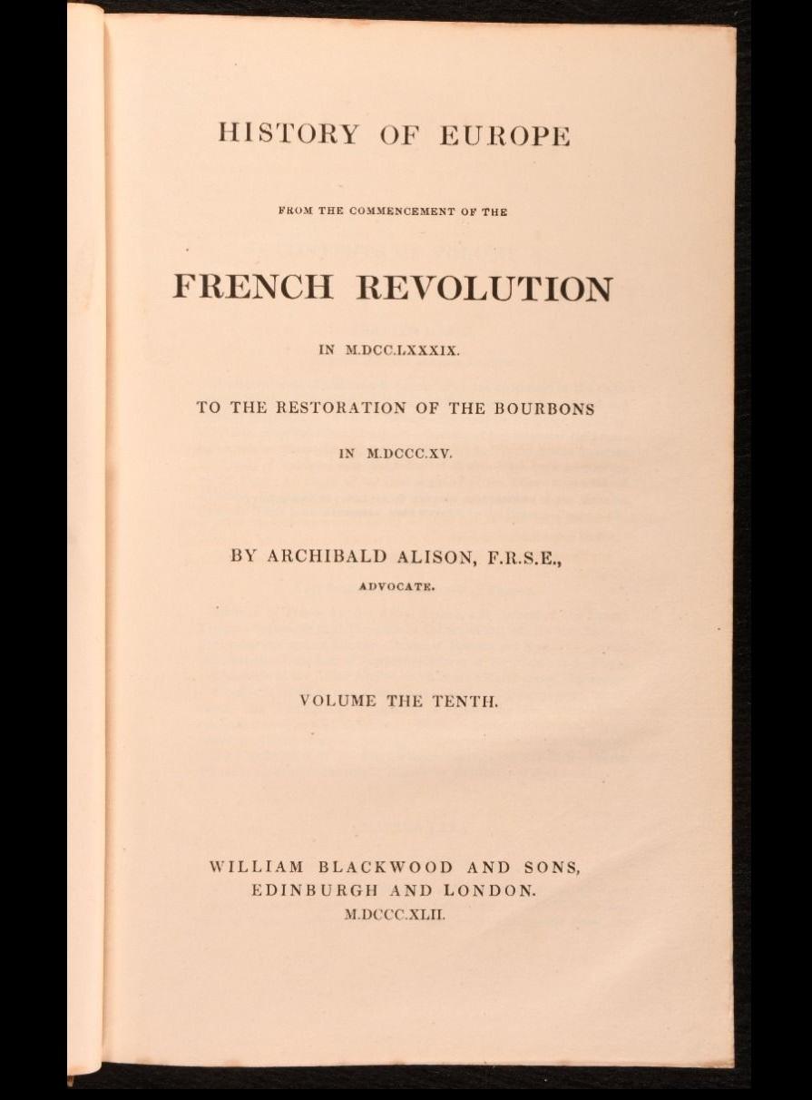 1833-1842 Histoire de l'Europe depuis le début de la Révolution française Bon état - En vente à Bath, GB