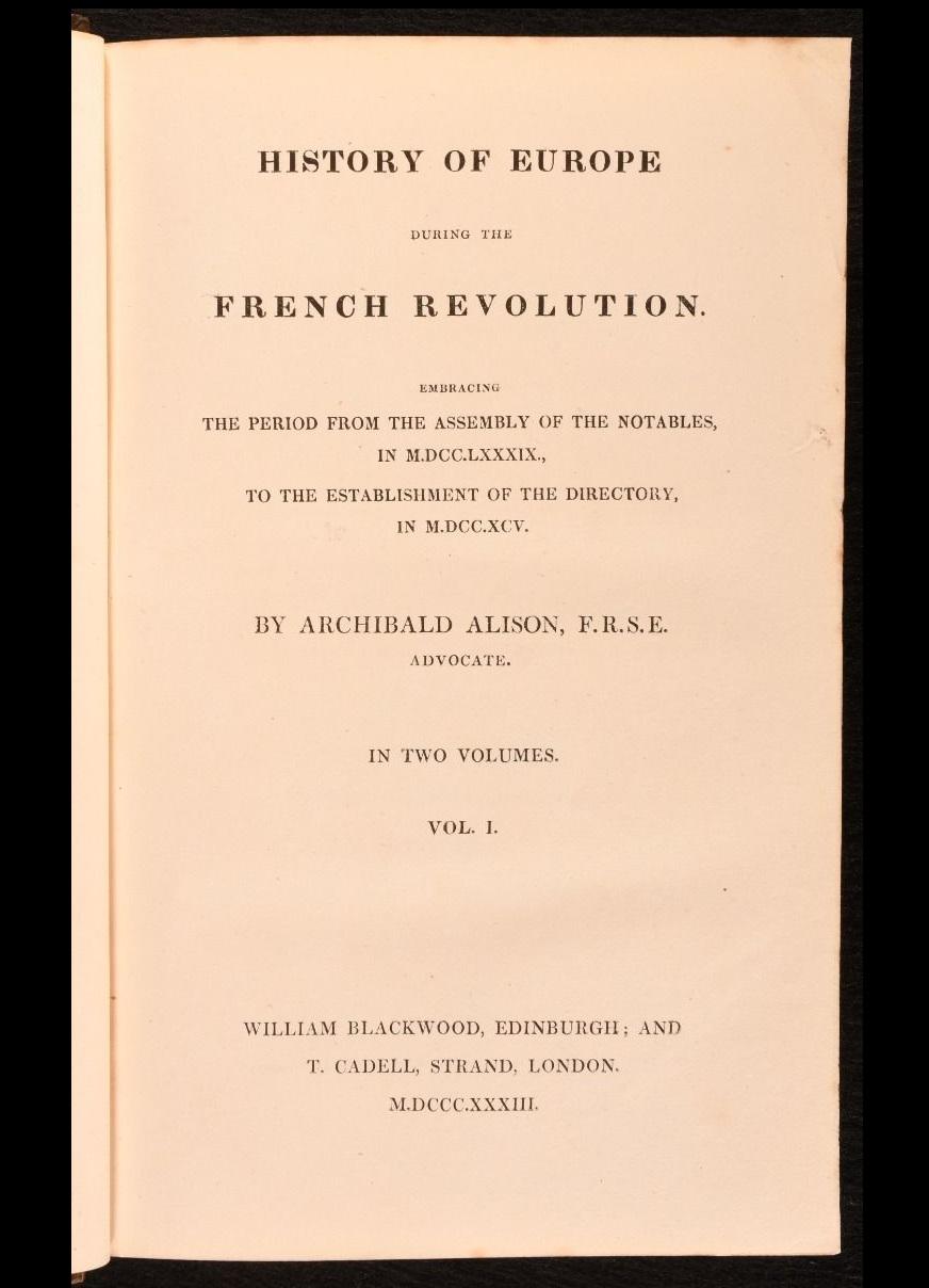 Papier 1833-1842 Histoire de l'Europe depuis le début de la Révolution française en vente