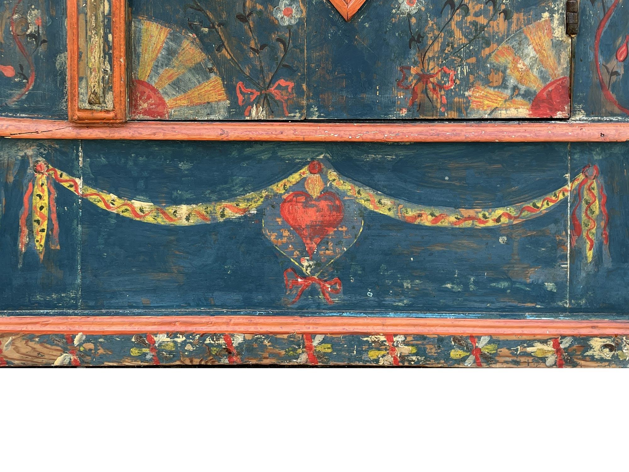 Armario pintado con flores azules de 1833 3