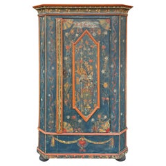 Antique 1833 Blue Floral Painted Cabinet  