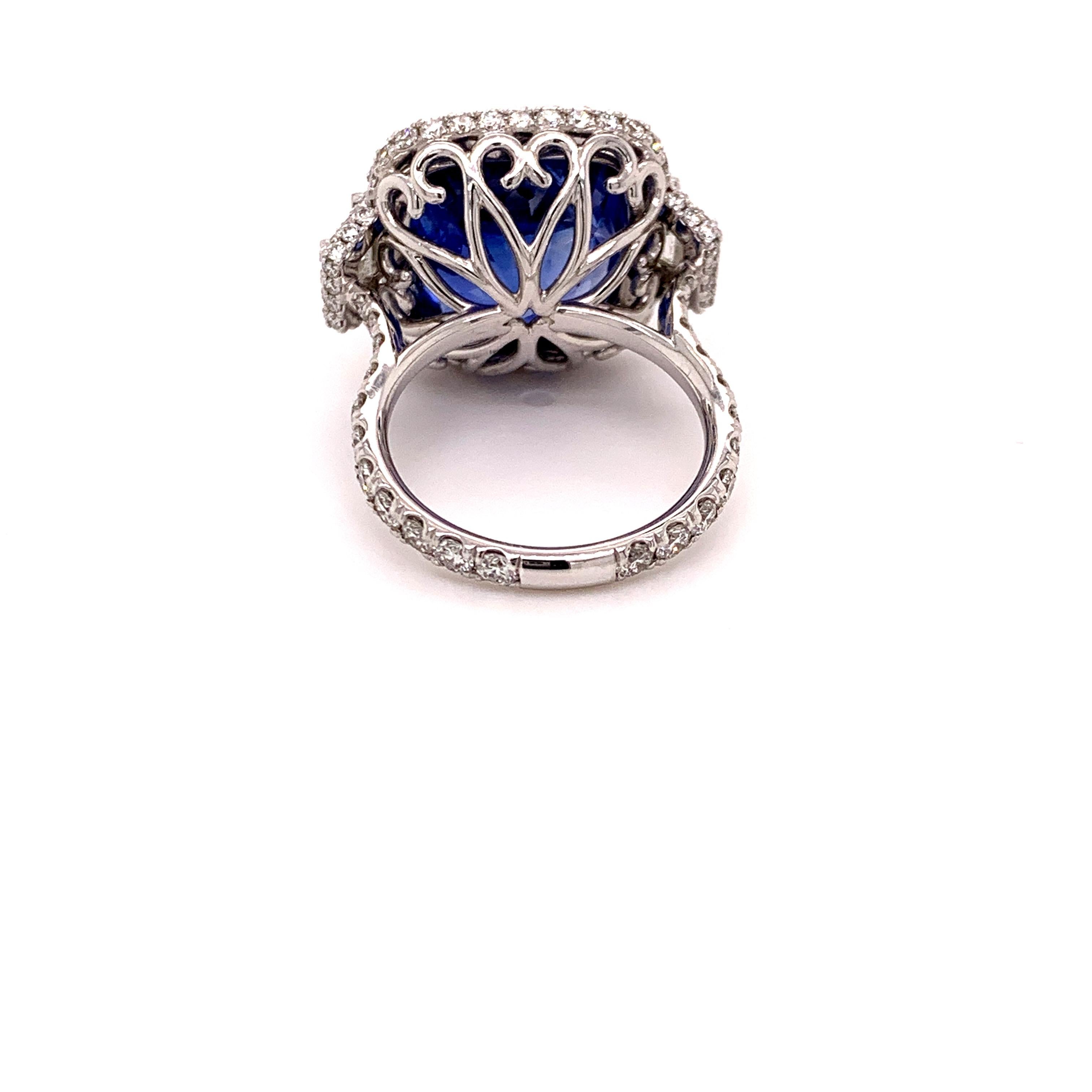 Women's or Men's 18.33 Carat Ceylon Unheated Sapphire Ring For Sale