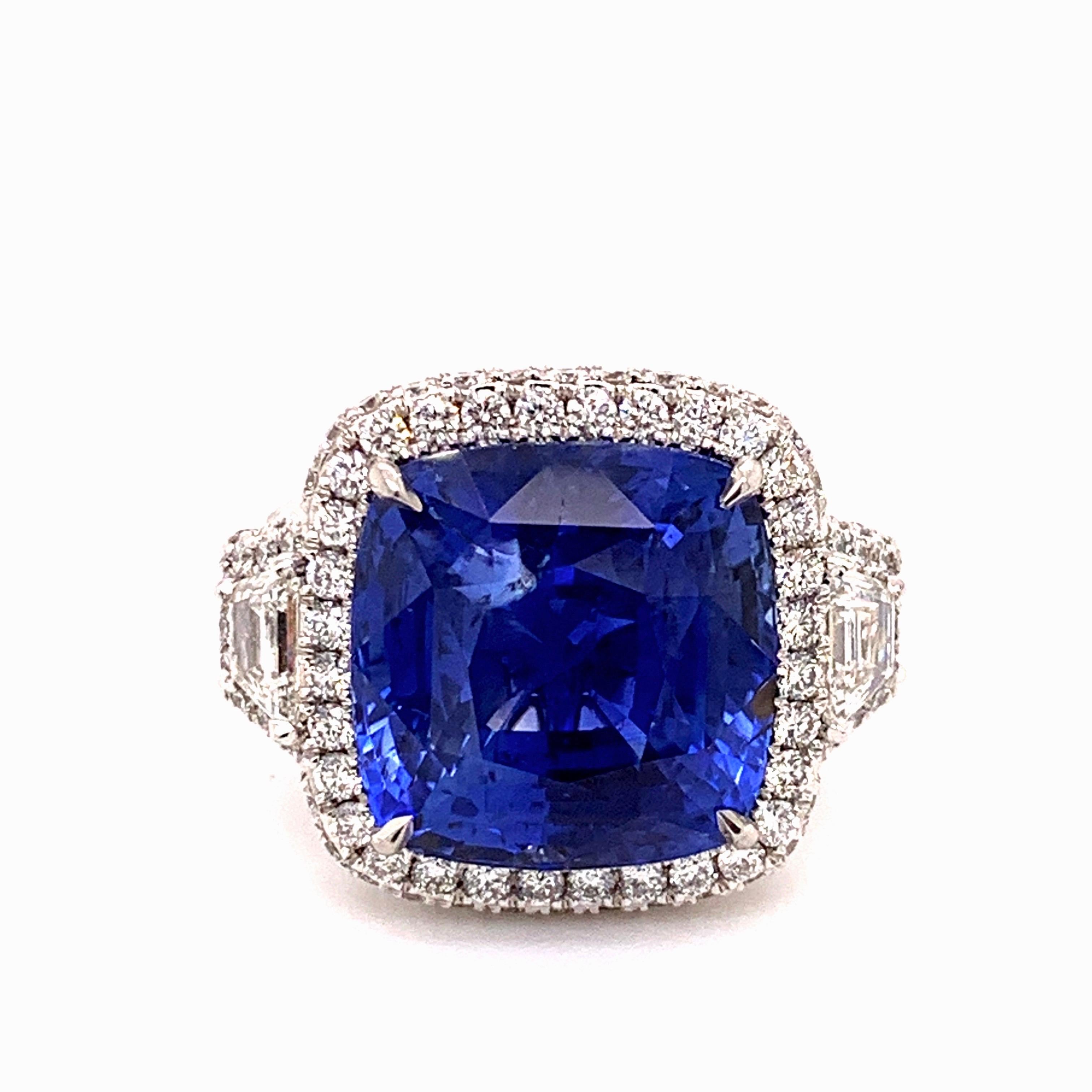 18.33 Carat Ceylon Unheated Sapphire Ring For Sale 1