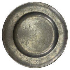 1833 Deutscher Zinn-Pessachteller - Seltene europäische Volkskunst des 19. Jahrhunderts Judaica