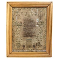Muestrario de 1833 hecho por Ann Crehlow en marco de pino antiguo, inglés